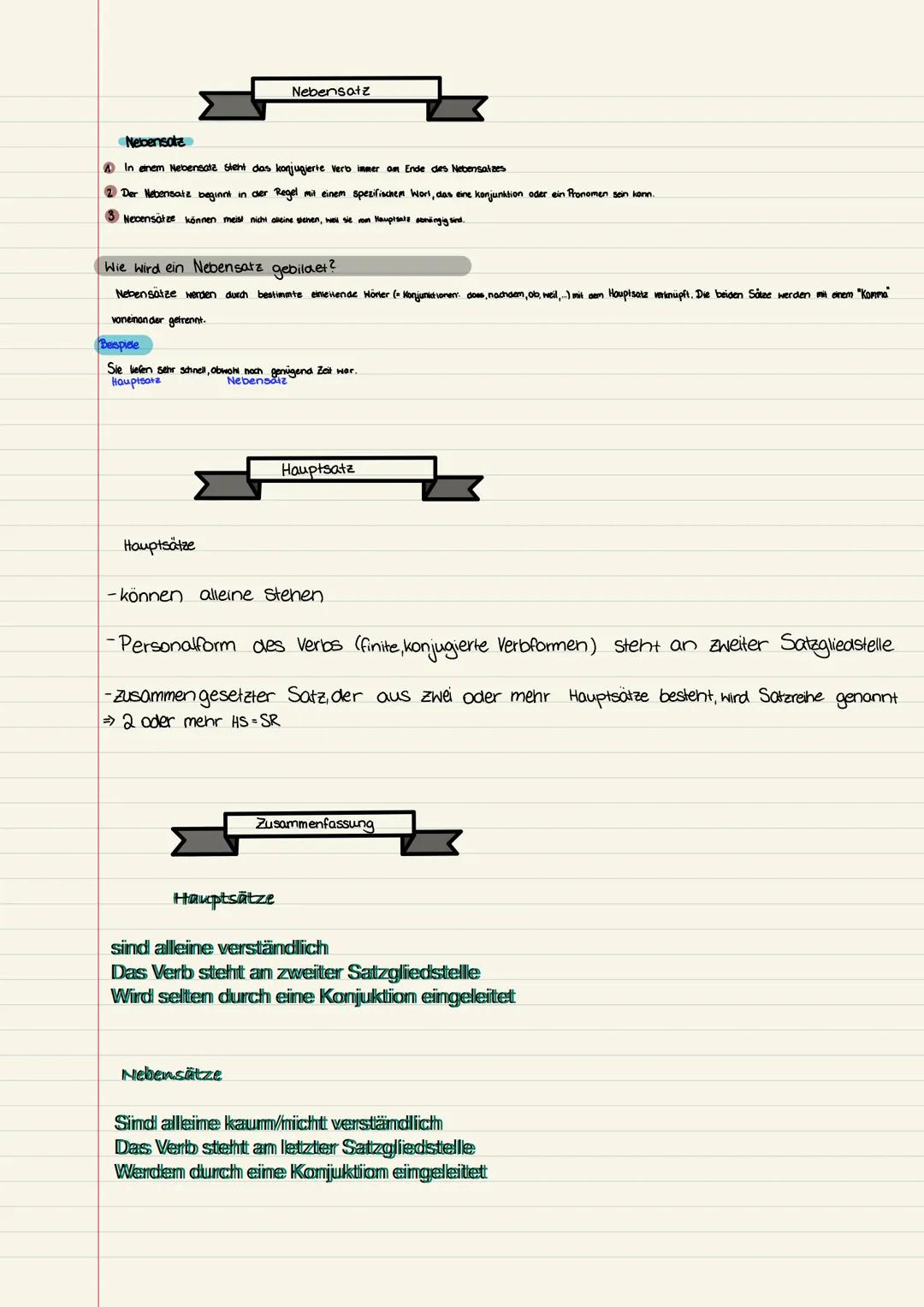 Nebensatz
In einem Nebensatz steht das konjugierte Verb immer am Ende des Nebensatzes
2 Der Nebensatz beginnt in der Regel mit einem spezifi