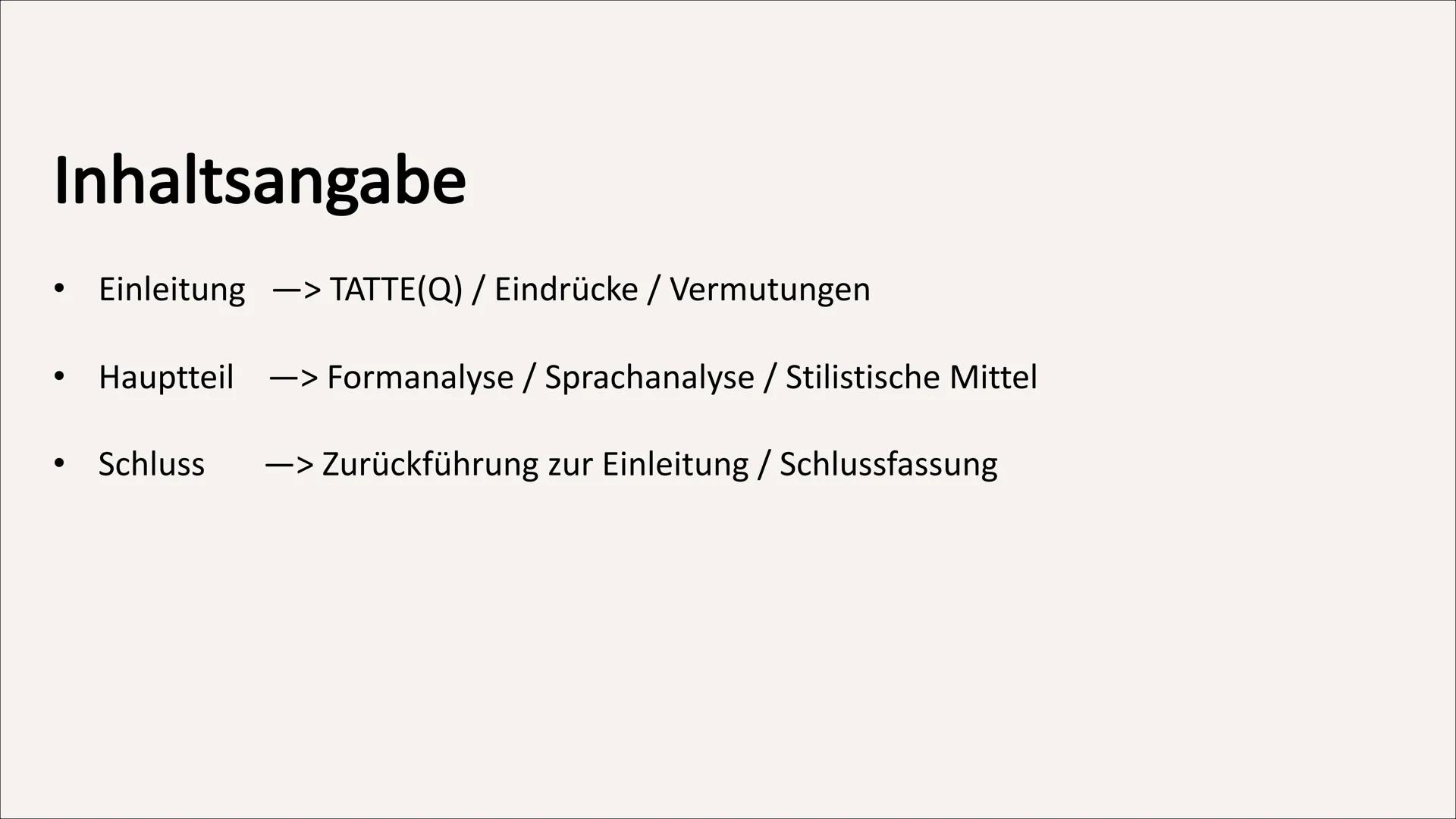 # Gedichtinterpretation
Mailied (Johann Wolfgang von Goethe) # Inhaltsangabe
- Einleitung -> TATTE(Q) / Eindrücke / Vermutungen
- Haupttei