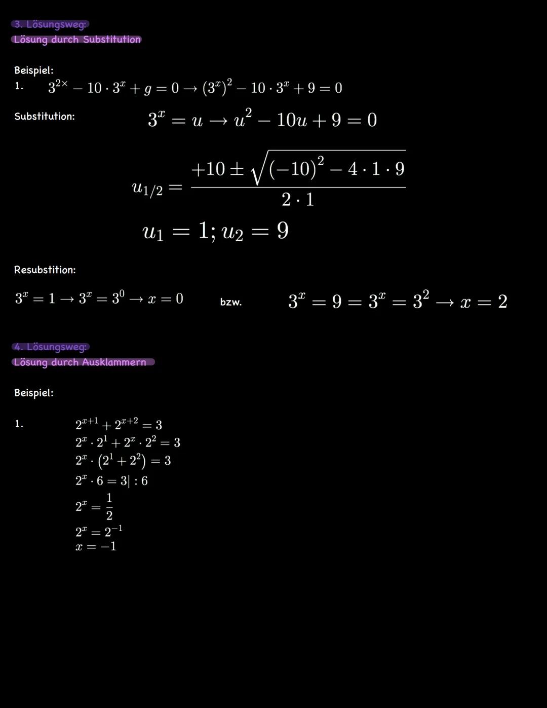 Lernzettel ExponentiaLgLeichungen
Definition: Eine Exponentialgleichung ist eine Gleichung, in der die Variable im Exponenten einer Potenz
s