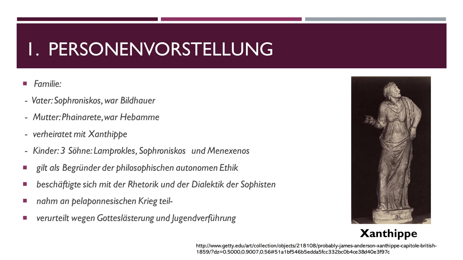 „ICH WEIB, DASS ICH NICHTS WEIß."
SOKRATES
DER GROBE DENKER
https://images.app.goo.gl/gu2jx4NZa2GVAxPe9 GLIEDERUNG
Personenvorstellung
■ Leb