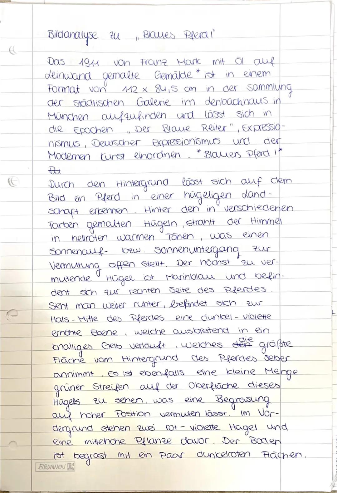 Bilanalyse “Blaues Pferd 1” Franz Mark | Kunstanalyse