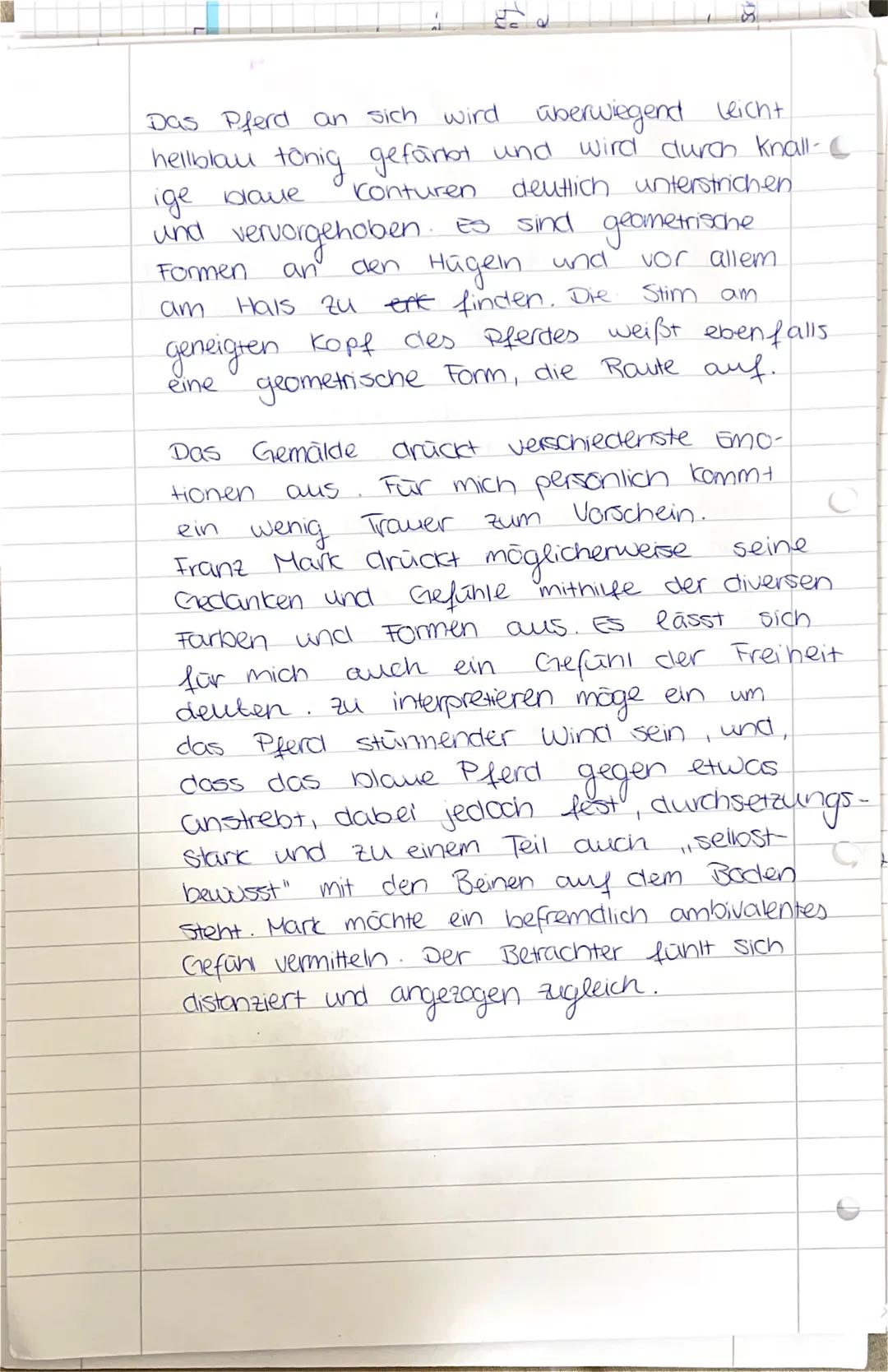 e
Bildanalyse zu Blaues Pferd!"
Das
1911
von Franz Mark
in
Leinwand gemalte Gemälde *ist
Format von
112 x 84,5 cm.
in der Sammlung
der Städt