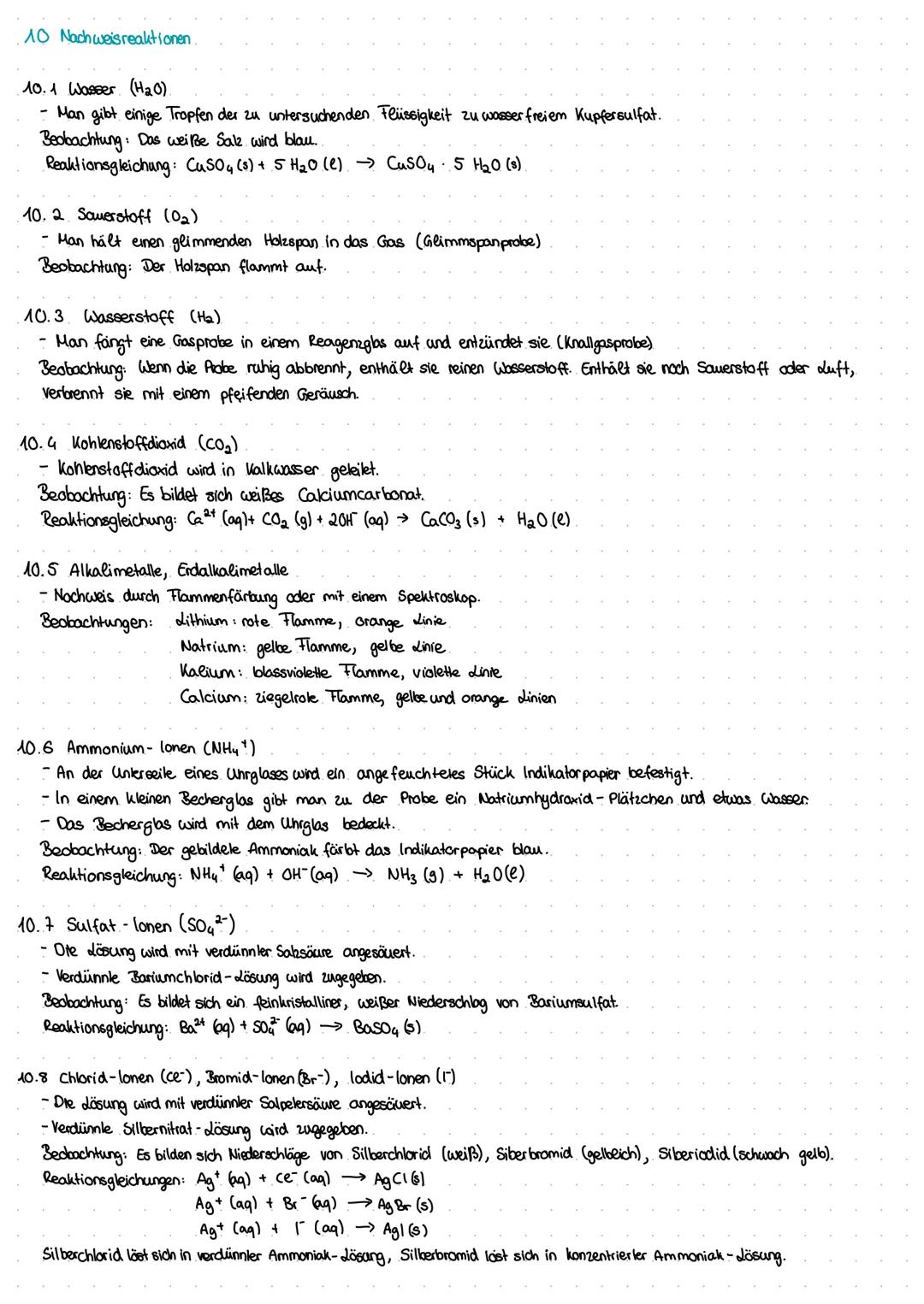 10 Nachweis reaktionen.
10.1 Wasser (H₂O).
- Man gibt einige Tropfen der zu untersuchenden Flüssigkeit zu wasser freiem Kupfersulfat.
Beobac