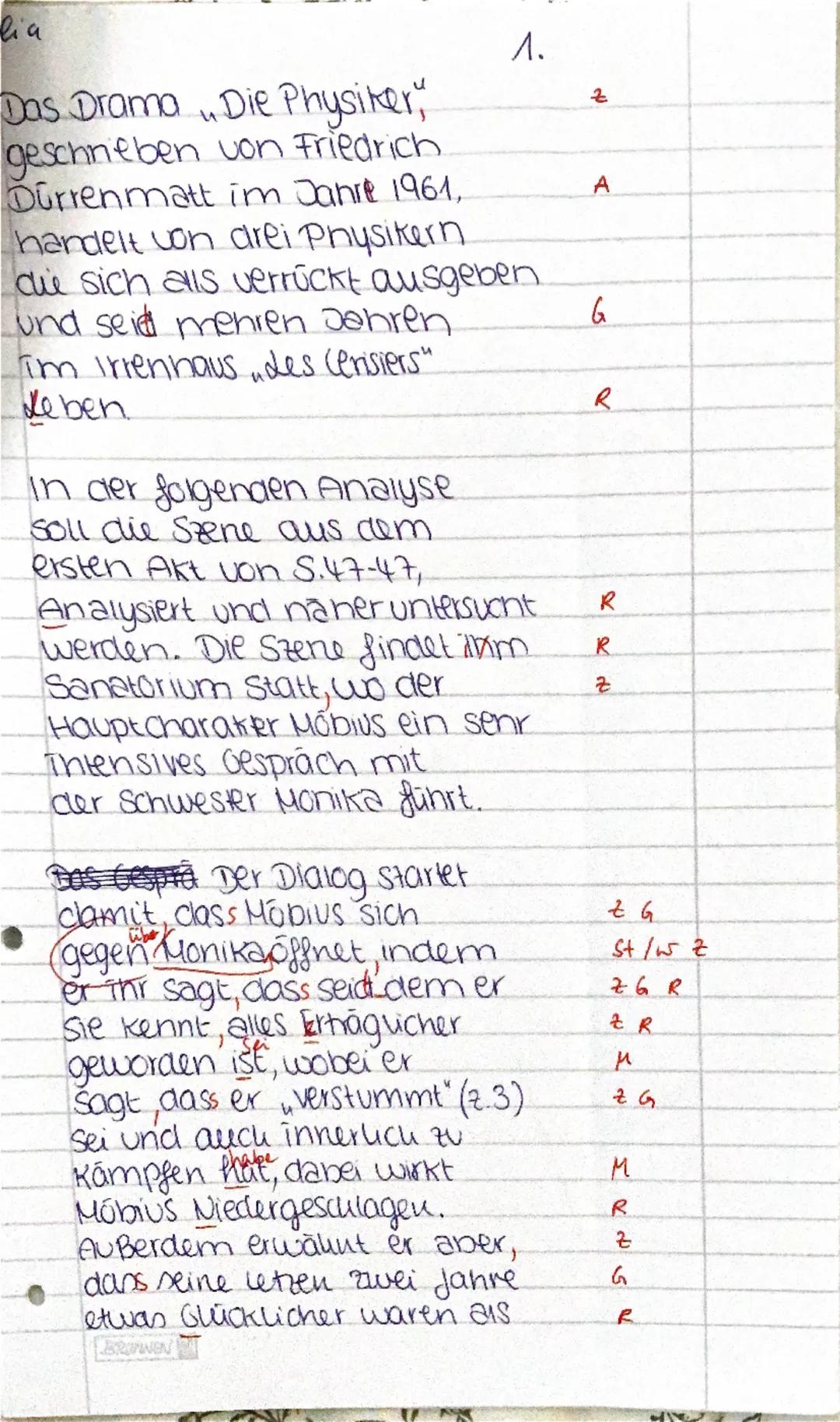 Name:
Nélia
13.03.2025
3. Klausur Deutsch (EF): Dramenanalyse „Die Physiker"
Grundkurs, Abitur 2027
Interpretation eines literarischen Texte
