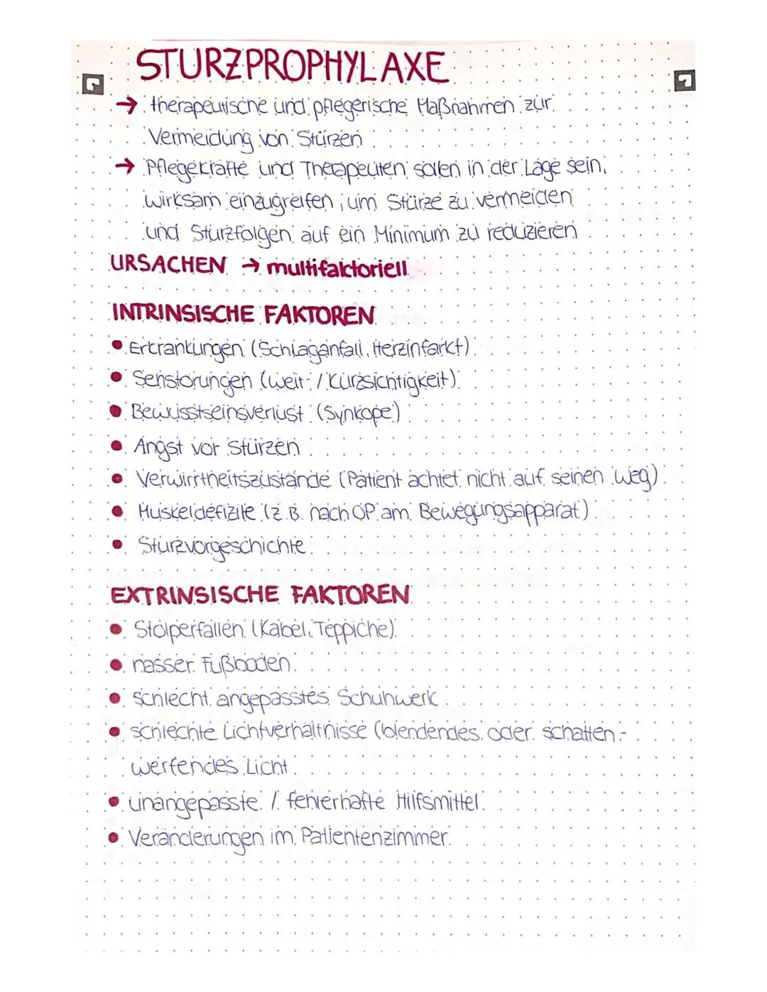 G
STURZ PROPHYLAXE
therapeutische und pflegerische Maßnahmen zur
Vermeidung von Stürzen
Pflegekrafte und Therapeuten sollen in der Lage sein