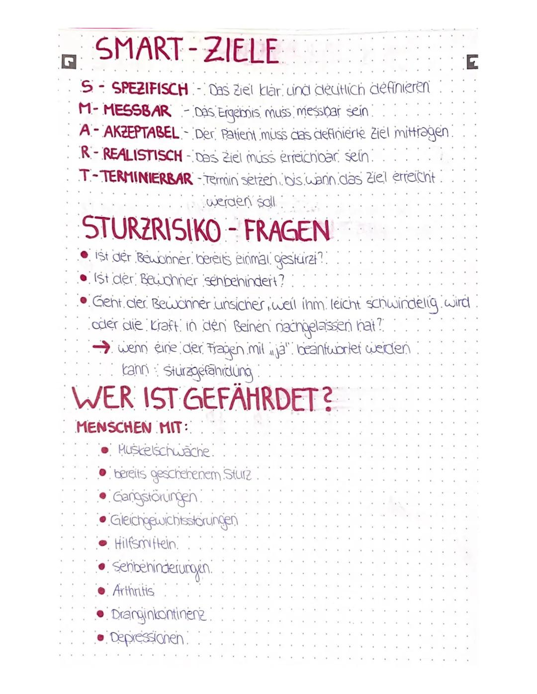 G
STURZ PROPHYLAXE
therapeutische und pflegerische Maßnahmen zur
Vermeidung von Stürzen
Pflegekrafte und Therapeuten sollen in der Lage sein