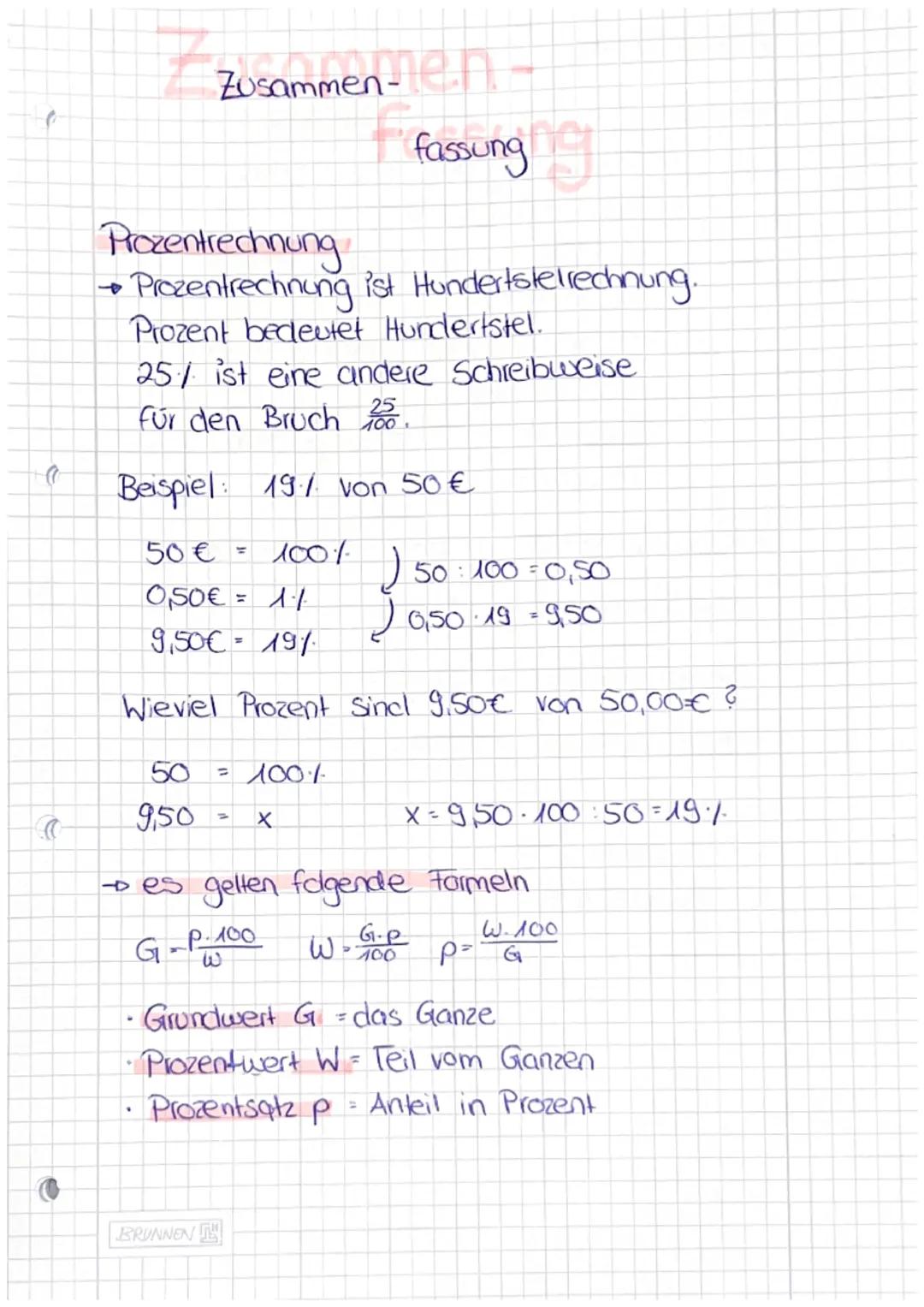 # Zusammen-
fassung
Prozentrechnung
→Prozentrechnung ist Hundertstelrechnung.
Prozent bedeutet Hundertstel.
25% ist eine andere Schreibw