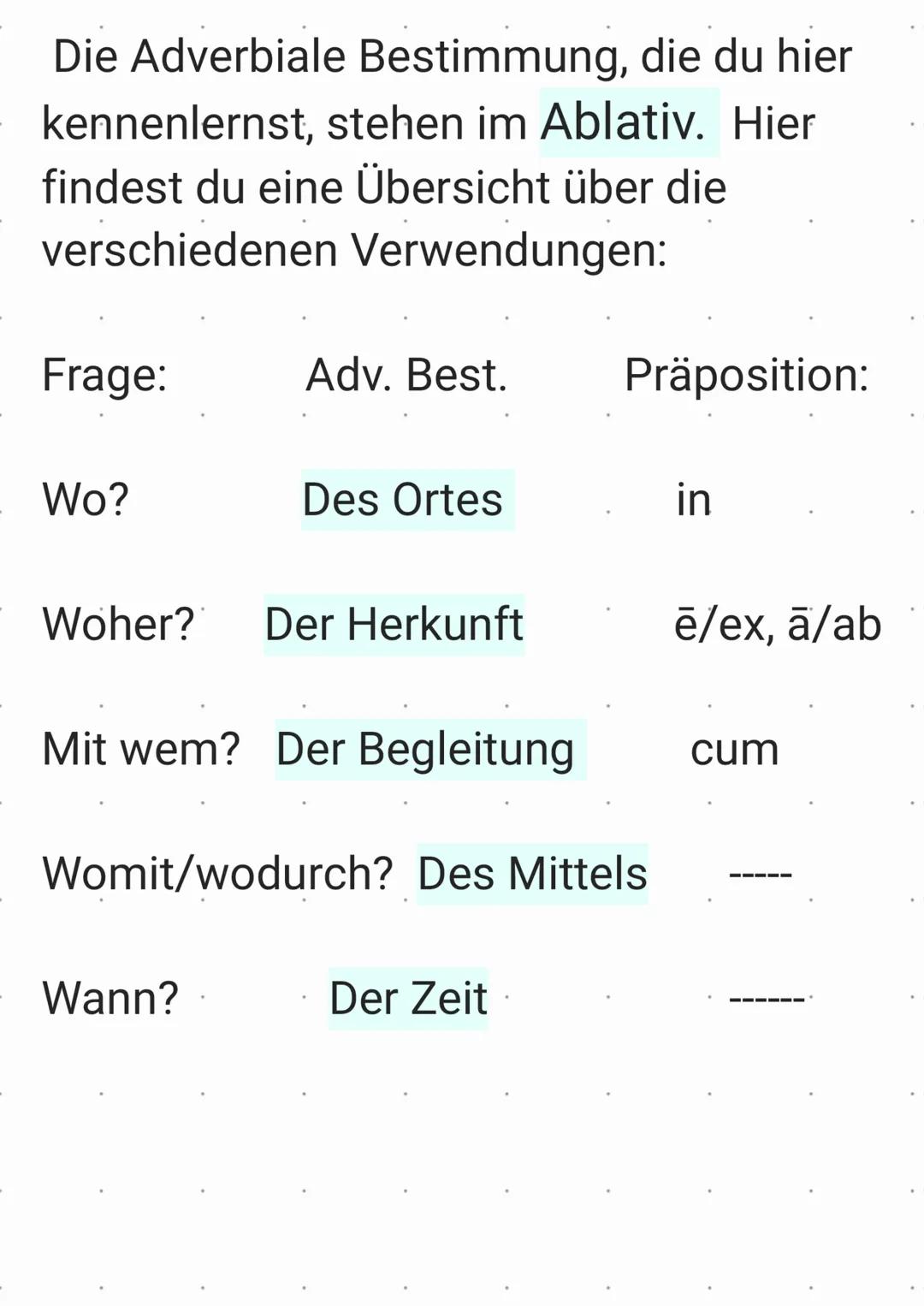 Spaß mit Latein: Adverbiale Bestimmung und Ablativ!