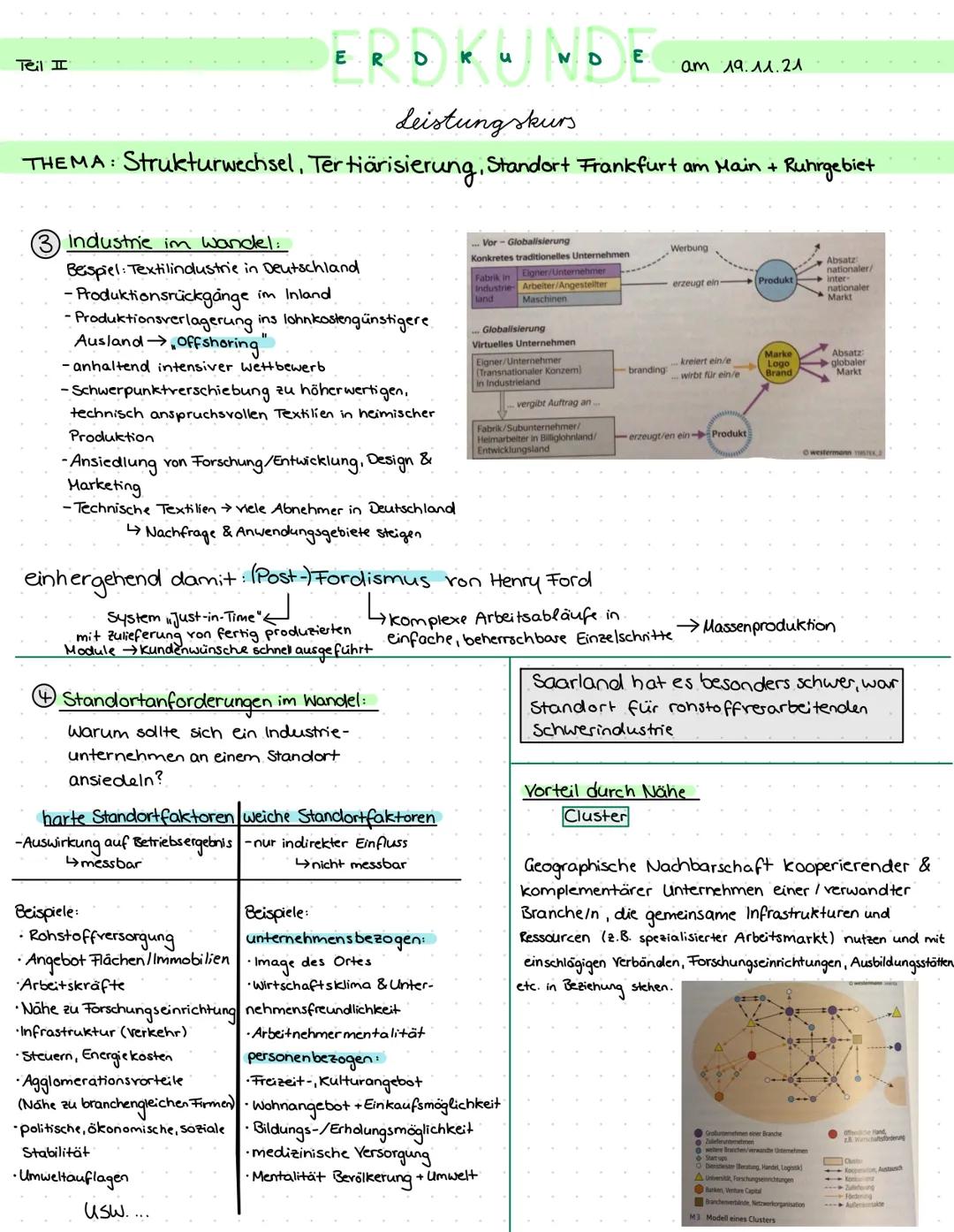 Teil I
ERDKU NDE
Leistungskurs
ат 19.11.21
THEMA: Strukturwechsel, Tertiärisierung, Standort Frankfurt am Main + Ruhrgebiet
Tertiärisierung