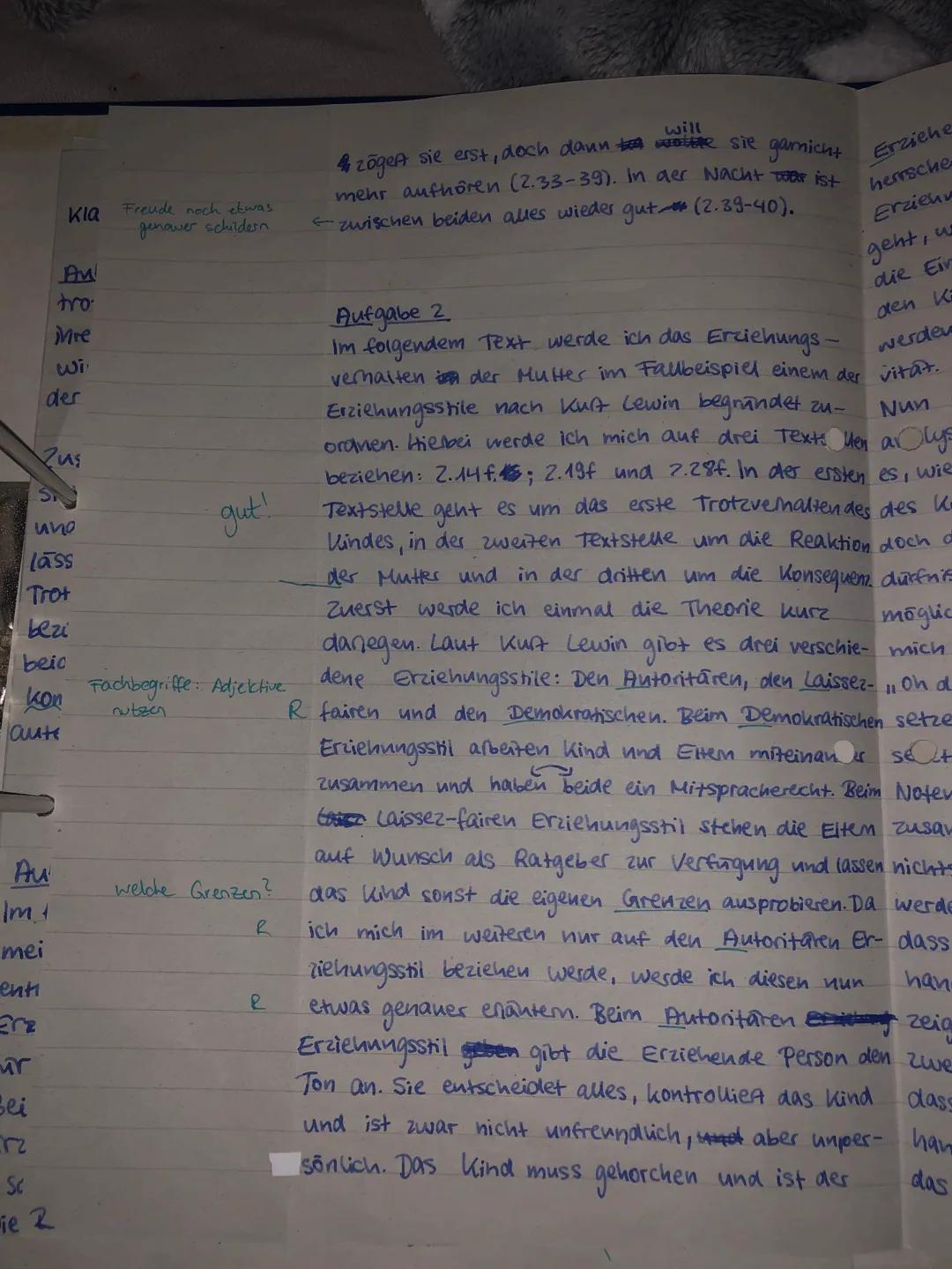 S1 PA / Leg
Erwartungshorizont „Der kleine weiße Esel"
Teilaufgabe I
Klausur Nr. 1 zu Erziehungsstilen
Name: Josy
Anforderungen
Die Schüleri