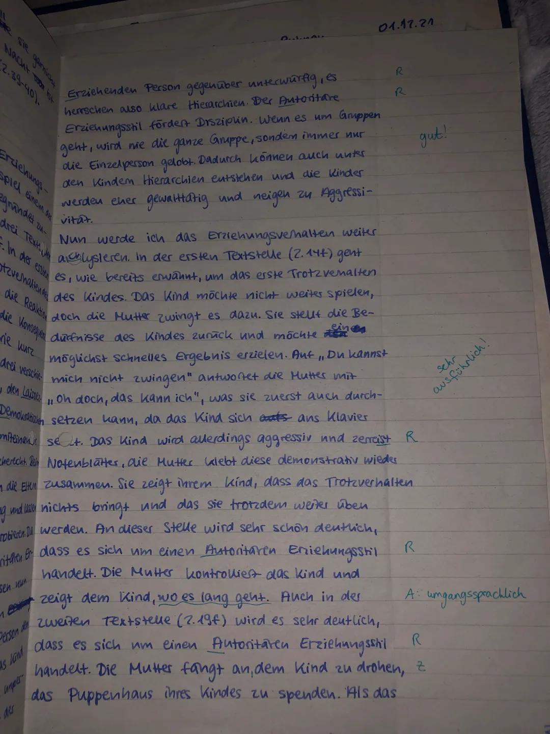 S1 PA / Leg
Erwartungshorizont „Der kleine weiße Esel"
Teilaufgabe I
Klausur Nr. 1 zu Erziehungsstilen
Name: Josy
Anforderungen
Die Schüleri