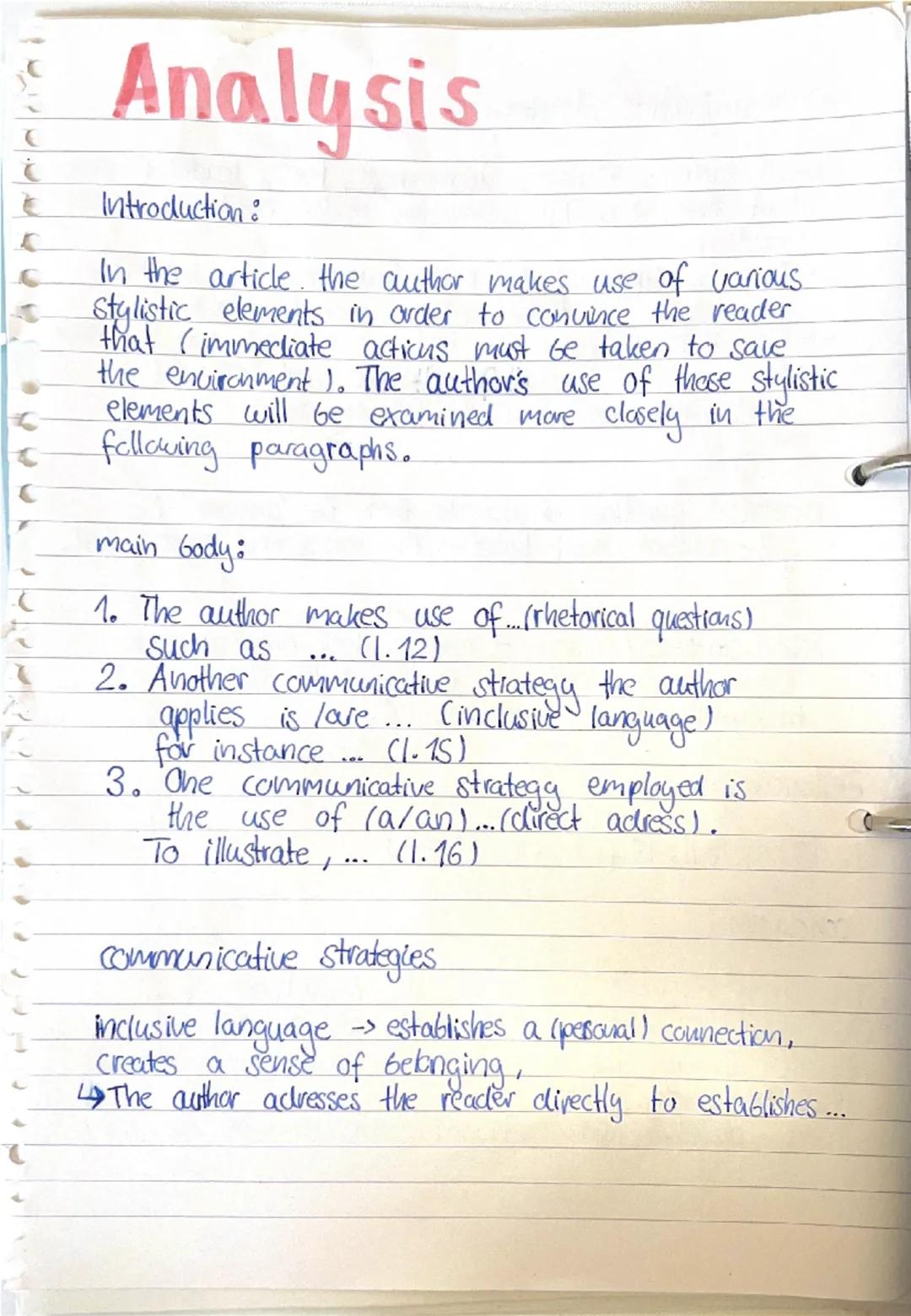 # Analysis
Introduction:
In the article, the author makes use of various stylistic elements in order to convince the reader that (immediat