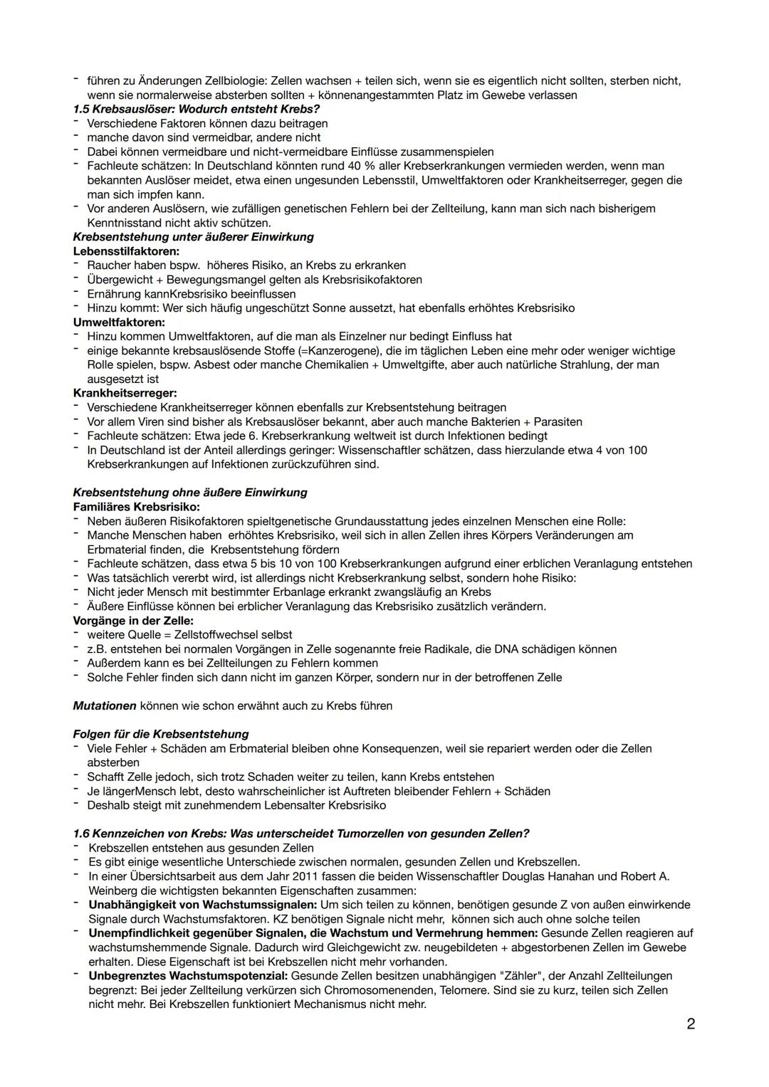 Bio Vortrag Notizen
Einleitung:
- gehört zu häufigsten Todesursachen in Industrieländern
- Neben Umwelteinflüssen wie UV-Strahlung + schädli