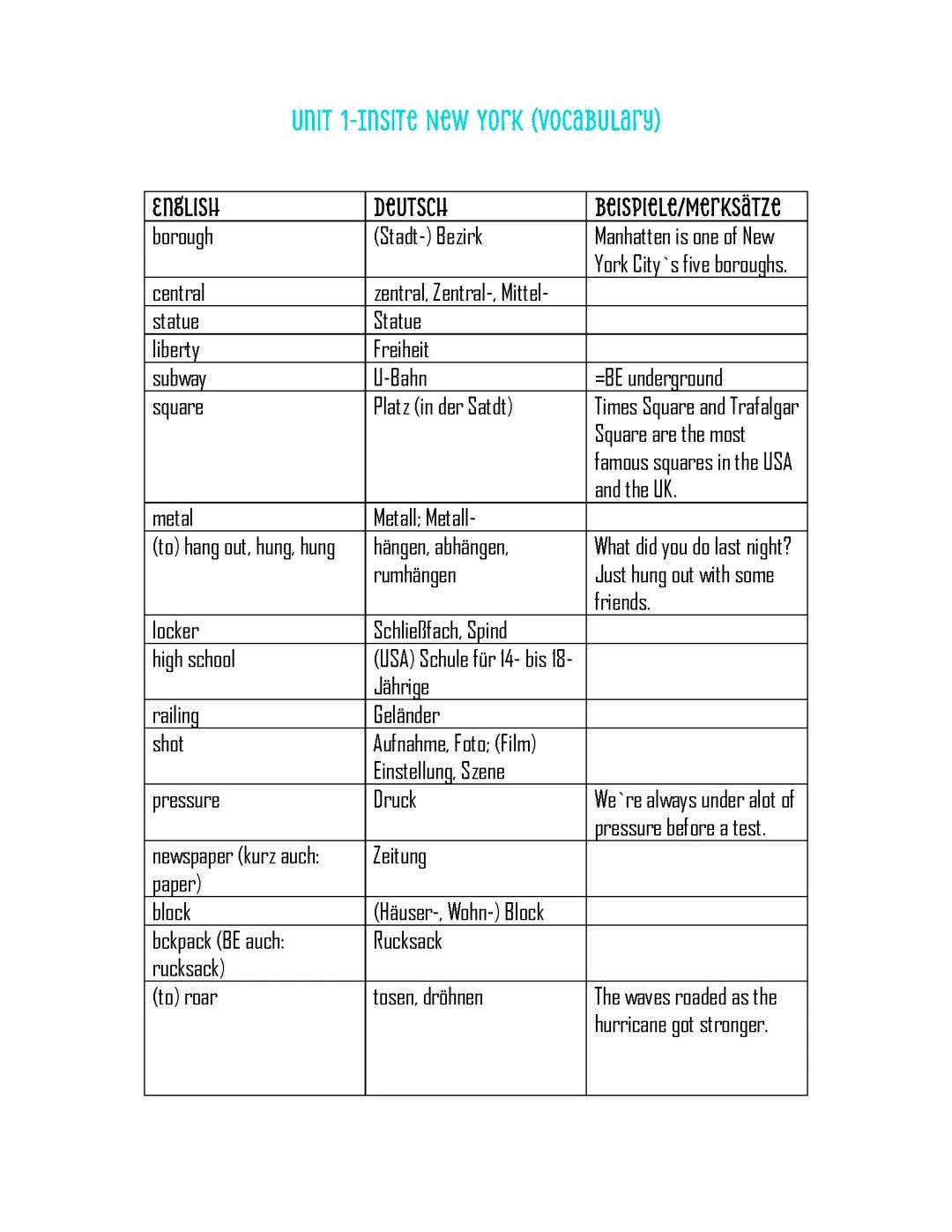 Access 4-Unit 1-Insite New York (Vocabulary)