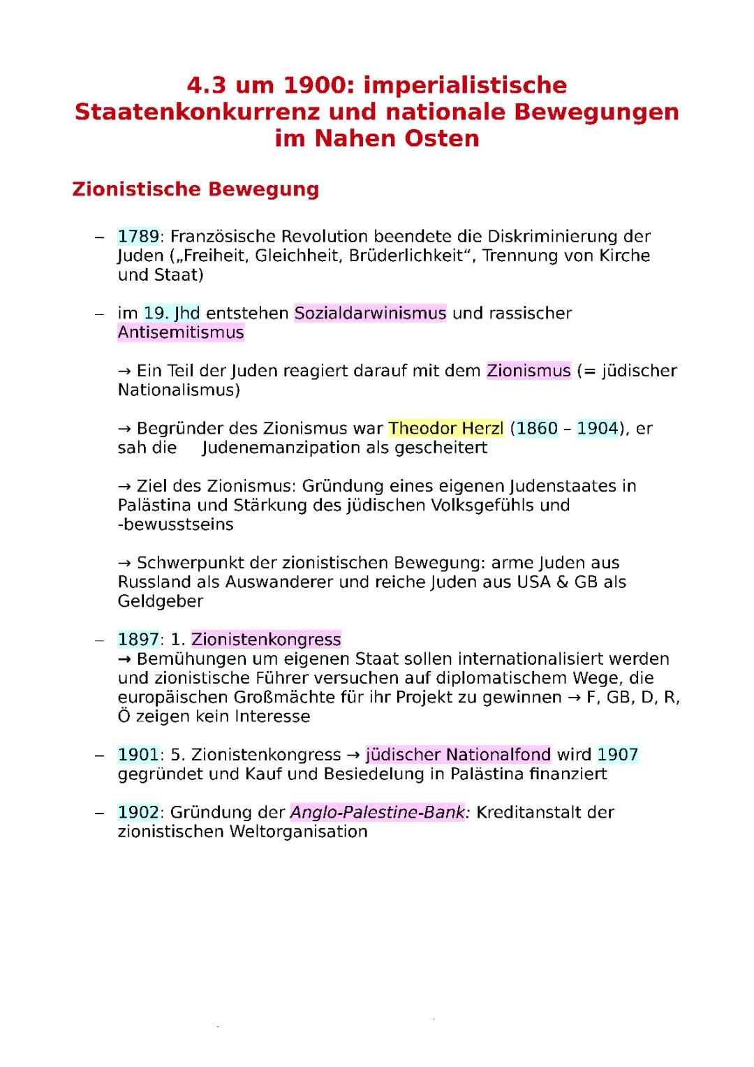 Zionismus und Nahostkonflikt