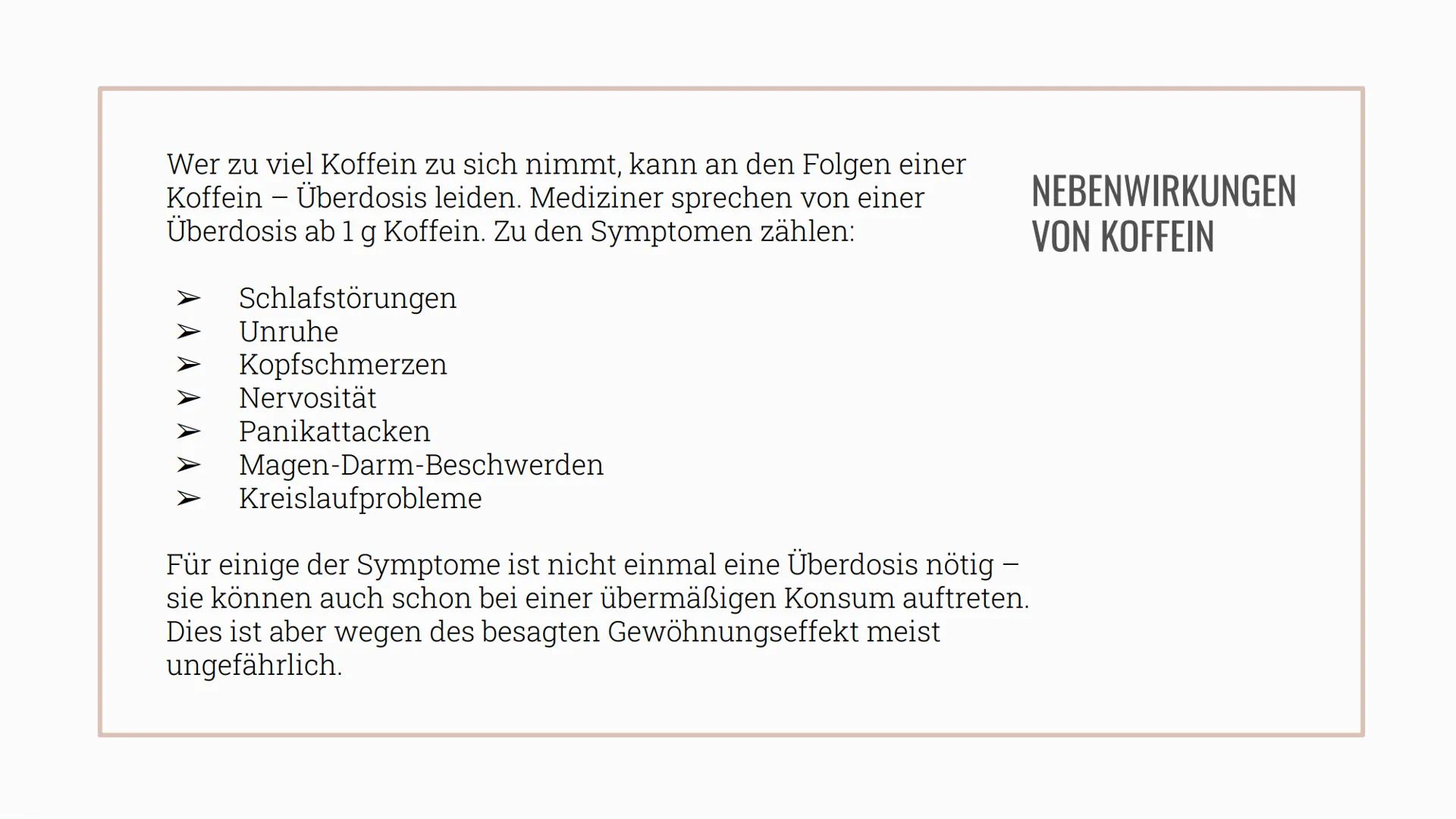 Koffein
Eine Präsentation von Selin TABLE OF CONTENTS
01
02
03
Koffein
Was ist Koffein überhaupt?
Gewinnung
Wie wird Koffein hergestellt?
Ge