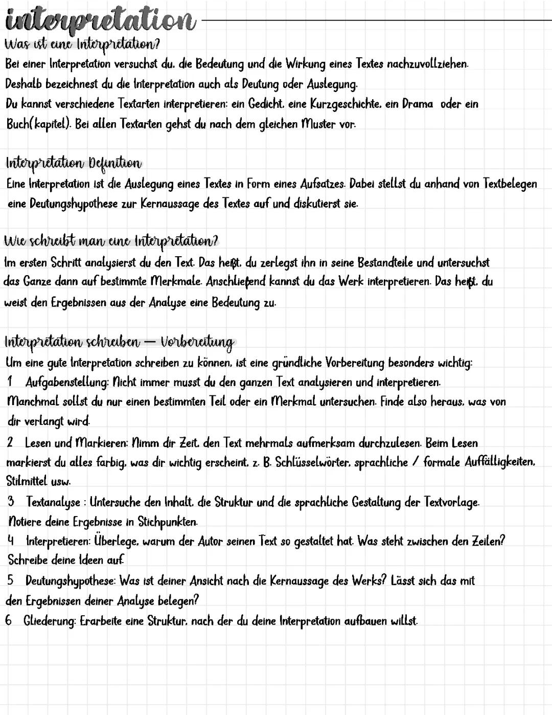 Interpretation schreiben