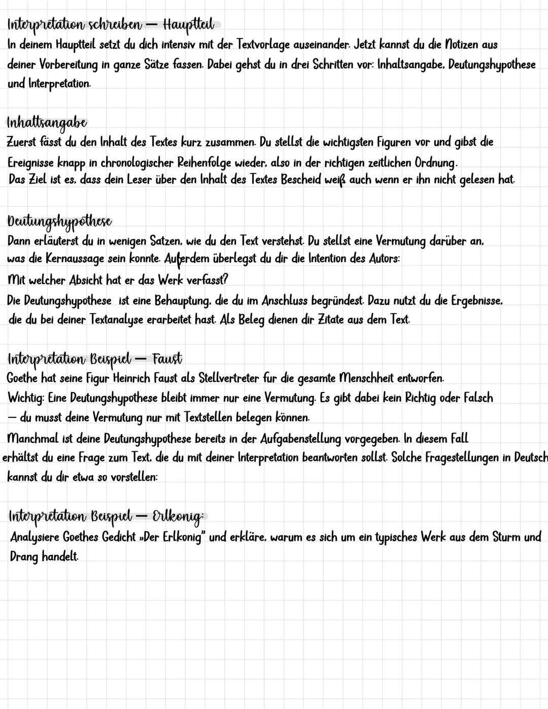 interpretation
Was ist eine Interpretation?
Bei einer Interpretation versuchst du, die Bedeutung und die Wirkung eines Textes nachzuvollzieh