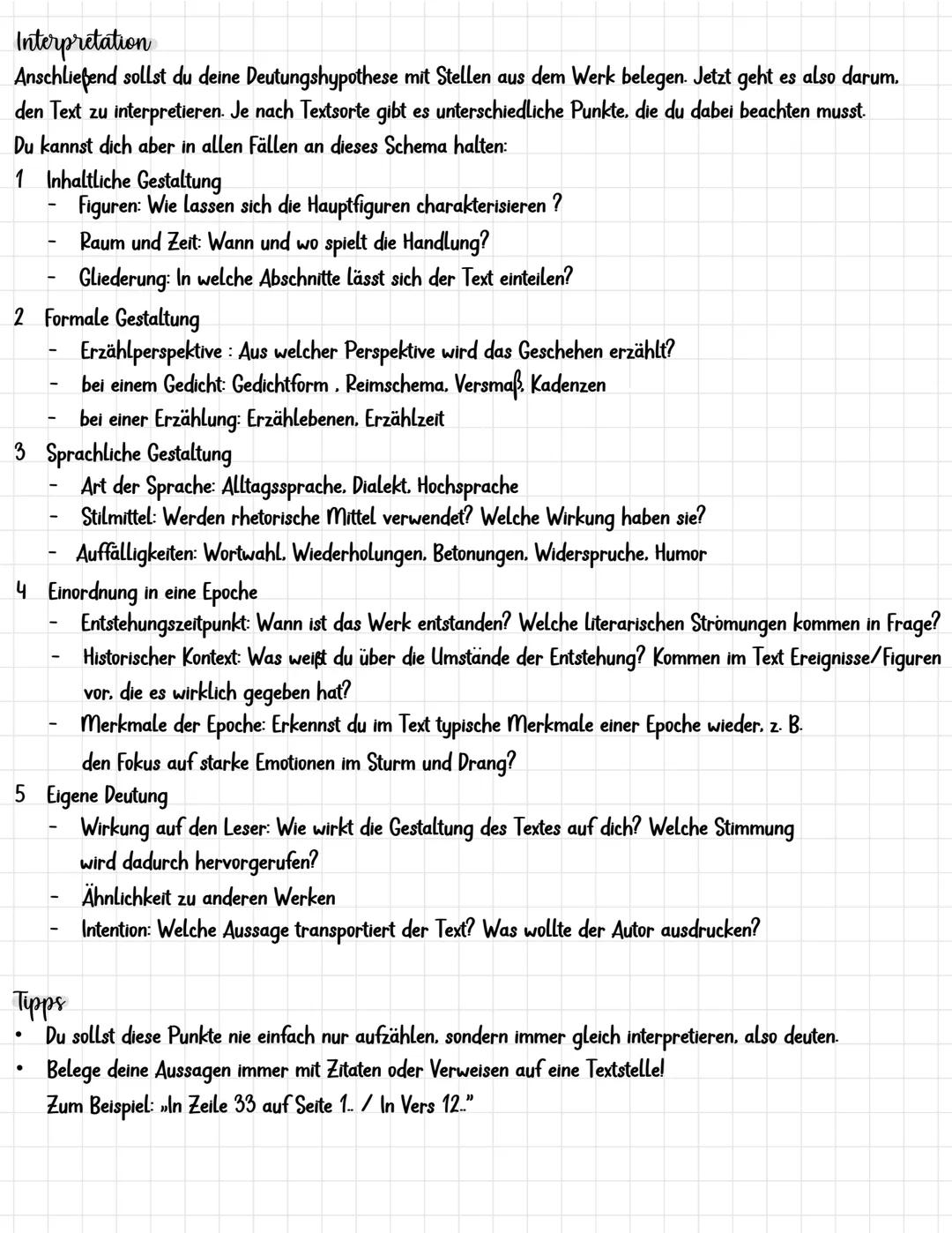 interpretation
Was ist eine Interpretation?
Bei einer Interpretation versuchst du, die Bedeutung und die Wirkung eines Textes nachzuvollzieh