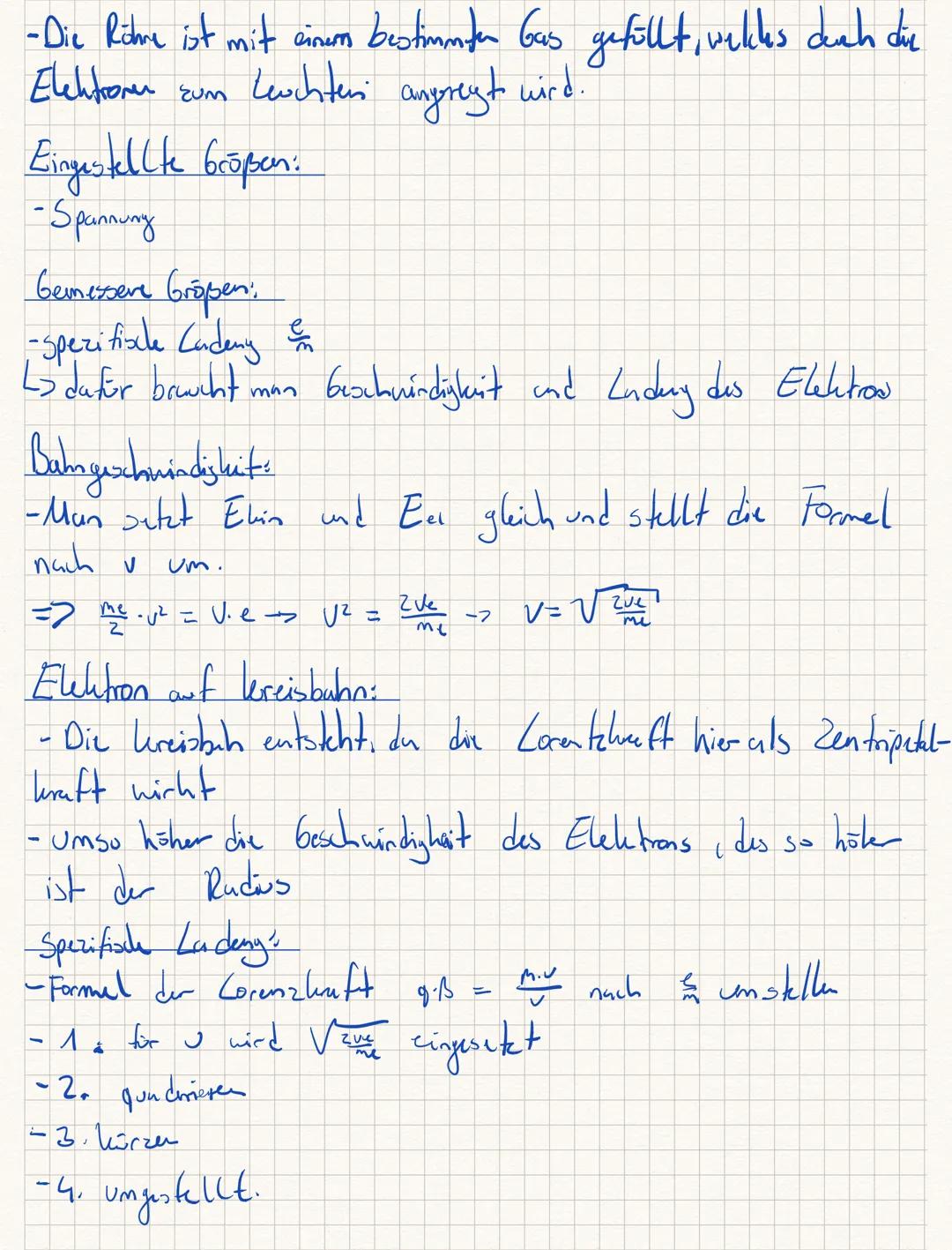 Spezificale Cadeng:
-ist bestimmt als der Quotient aus Ladung und Masse
eines Elektrons => $\frac{e}{m}$
Ziel des Versuchs:
-spezifiscle La