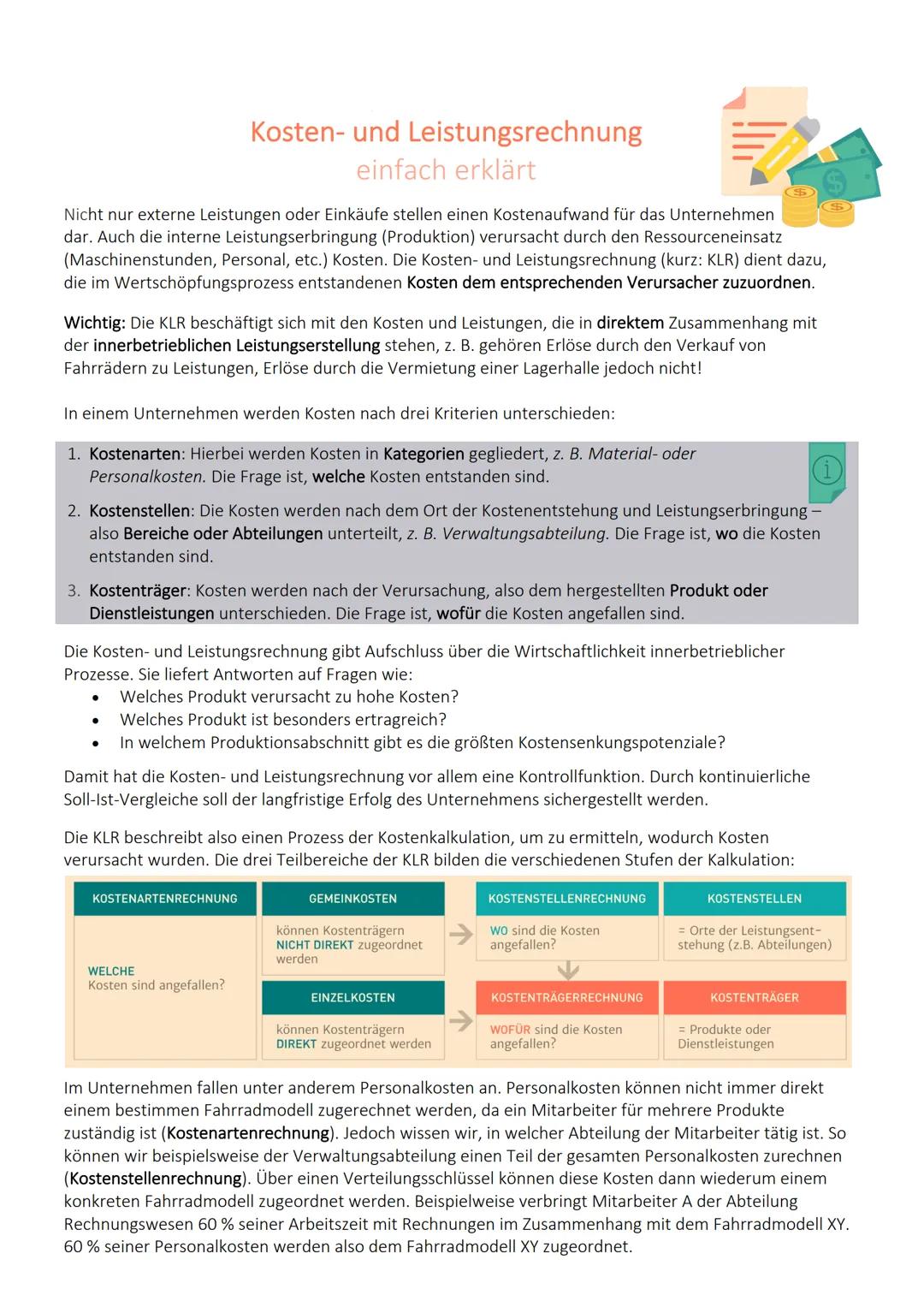 # Kosten- und Leistungsrechnung
einfach erklärt
Nicht nur externe Leistungen oder Einkäufe stellen einen Kostenaufwand für das Unternehmen