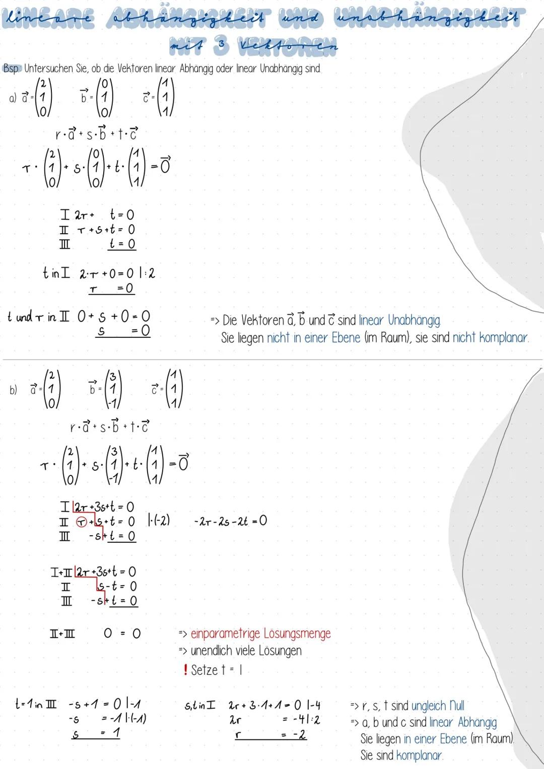 # lineare abhängigkeit und unabhängigkeit
1 Bsp: Gegeben sind die Vektoren $\binom{2}{4}$ und $\binom{-3}{-6}$
Kann $\vec{a}$ durch $\vec{b