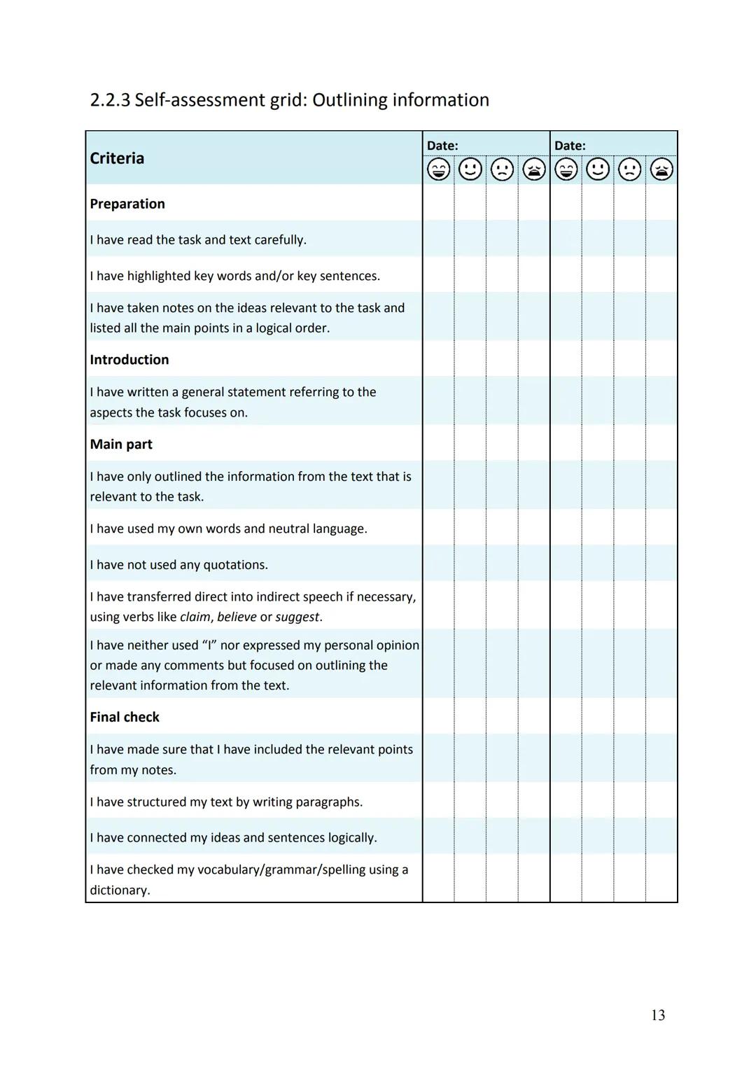2 Summing up and outlining information
Summary writing or outlining information means that you briefly pass on the main information of a
te