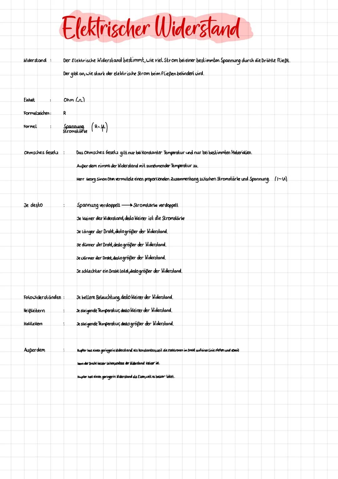 Widerstand
Einheit
Formelzeichen:
Formel
Je desto
Heißleitern
Elektrischer Widerstand
Der Elektrische Widerstand bestimmt, wie viel Strom be
