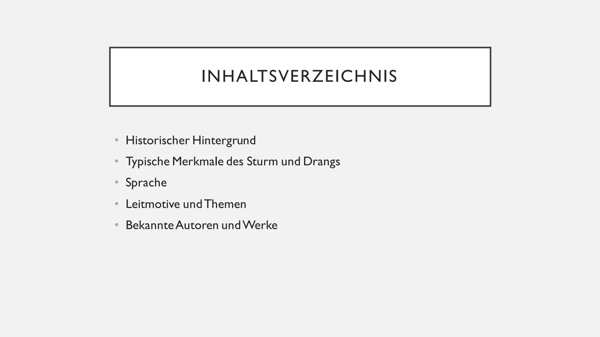 # STURM UND DRANG
(1765-1785)
Von Finja und Thyra INHALTSVERZEICHNIS
* Historischer Hintergrund
* Typische Merkmale des Sturm und Dra