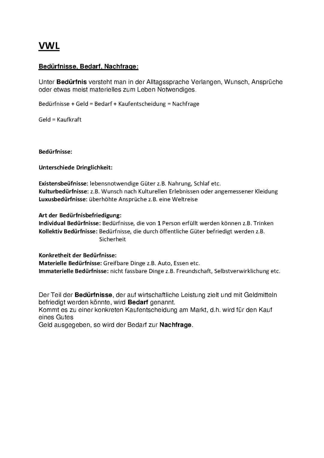 Klausurvorbereitung VWL (Grundwissen)