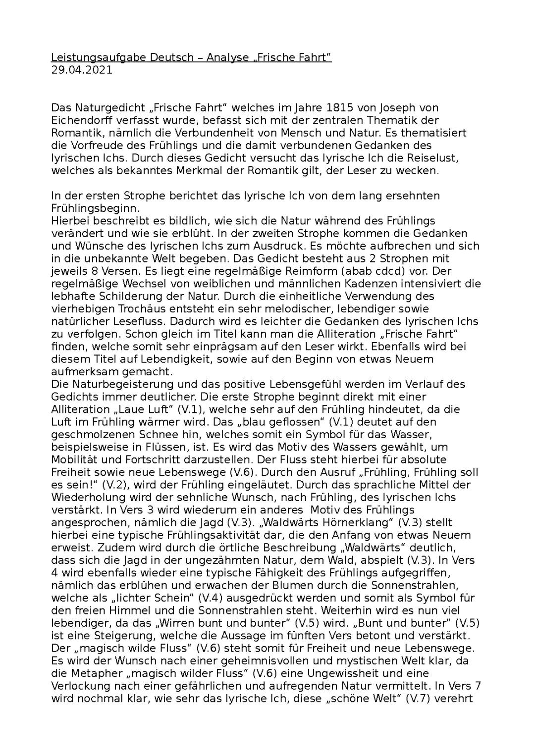 Analyse Frische Fahrt