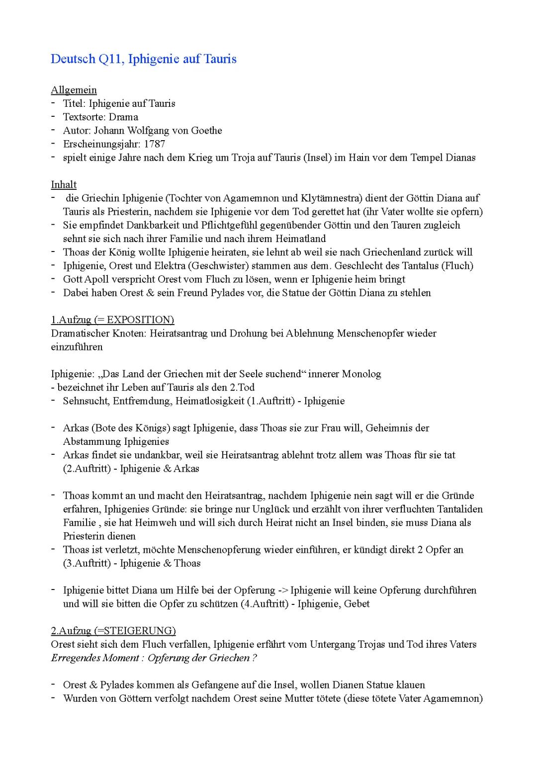 Iphigenie auf Tauris Dramenanalyse & Inhalt