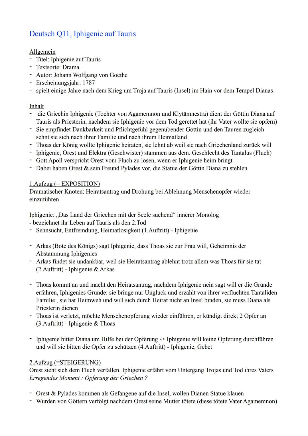 Deutsch Q11, Iphigenie auf Tauris
Allgemein
Titel: Iphigenie auf Tauris
Textsorte: Drama
- Autor: Johann Wolfgang von Goethe
Erscheinungsjah
