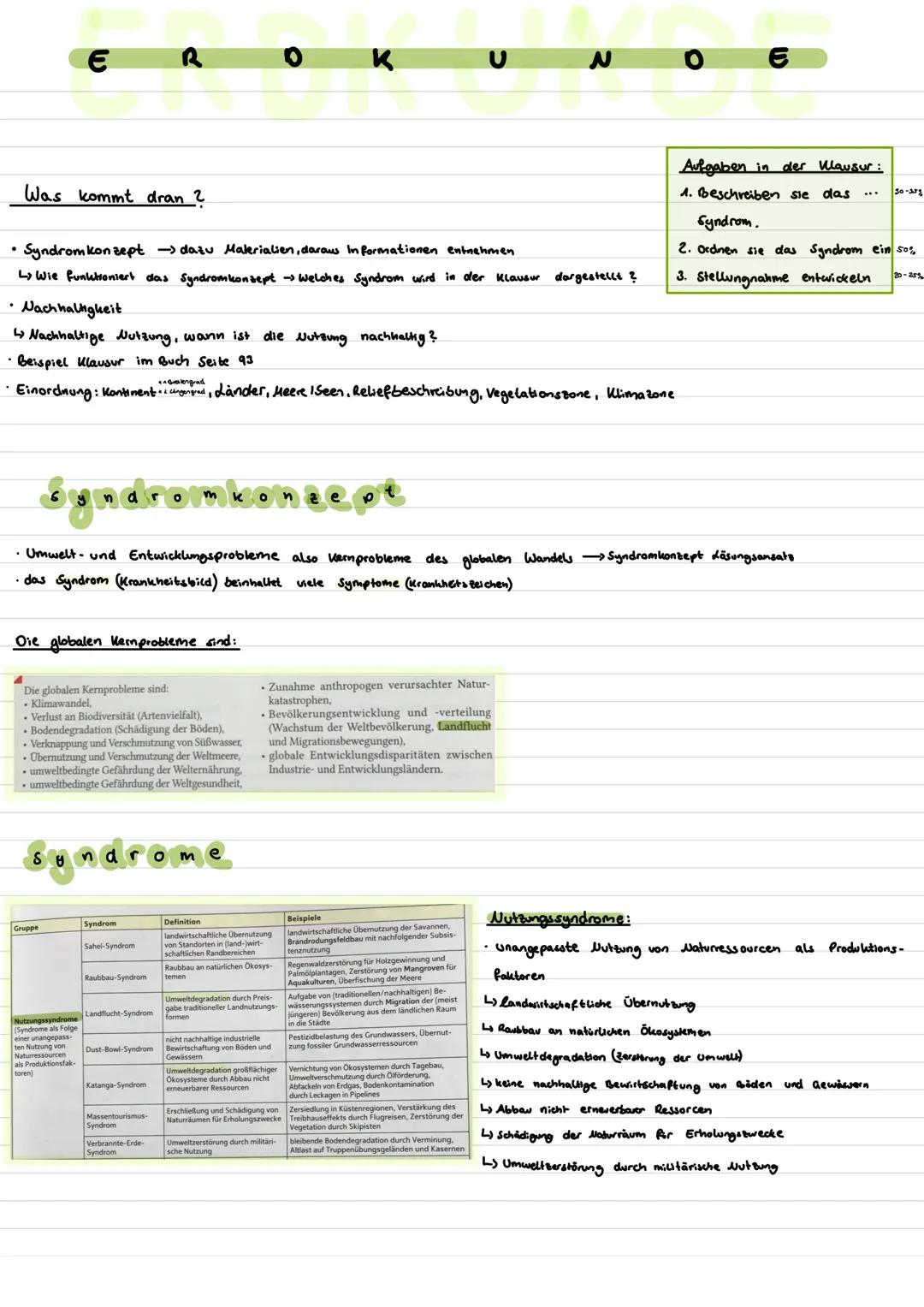 Was kommt dran ?
€
• Syndromkonzept dazu Materialien, daraus Informationen entnehmen
L>Wie funktioniert das Syndromkonzept -> Welches Syndro
