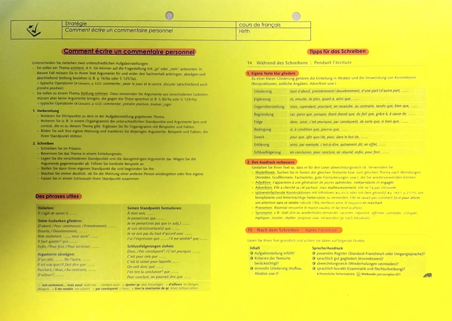 Commentaire personnel
Allgemeines
-insgesamt 2-3 Seiten
- Einleitung: viertel Seite
-Hauptteil: 2 Seiten
-Schluss: halbe Seite
Introduction: