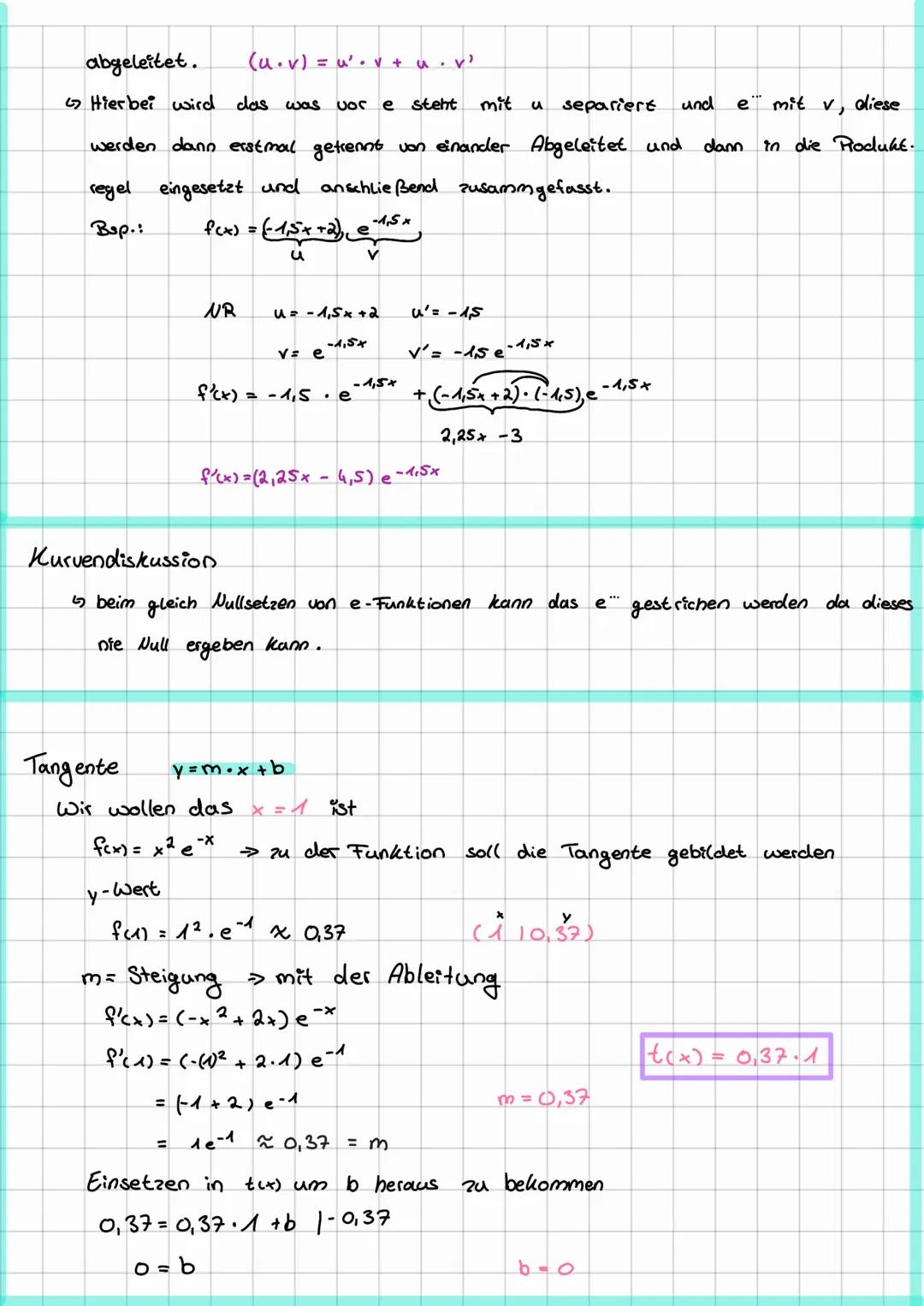 Lemzettel
Themen
Gober Thema: e-Funktion
.
.
Ableitung
LK Q2 erste Klausur
Kuruendiskussion.
•Tangente
(011)
.
(416)
●
●
Allgemeines zur e-F