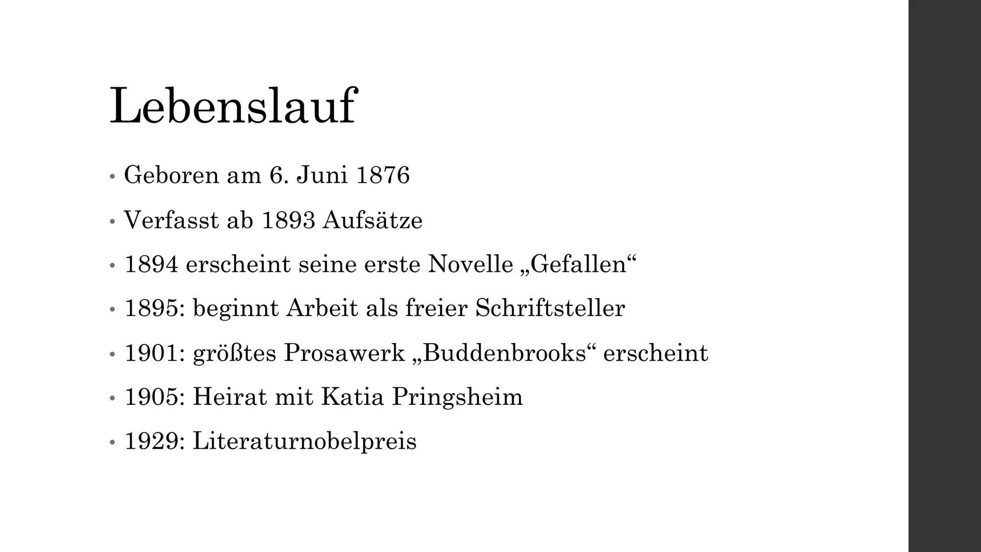 „Wo ich bin,
ist Deutschland!“
________________
-Thomas Mann # Inhalt
* Lebenslauf
* Familie
* Politische Einstellung
* Emigration und Exi