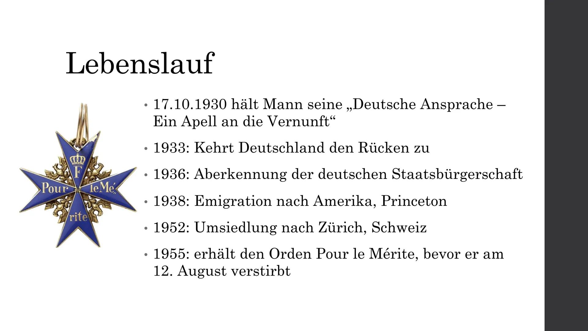 „Wo ich bin,
ist Deutschland!“
________________
-Thomas Mann # Inhalt
* Lebenslauf
* Familie
* Politische Einstellung
* Emigration und Exi