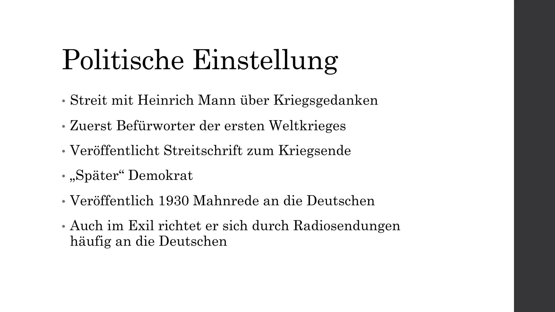„Wo ich bin,
ist Deutschland!“
________________
-Thomas Mann # Inhalt
* Lebenslauf
* Familie
* Politische Einstellung
* Emigration und Exi
