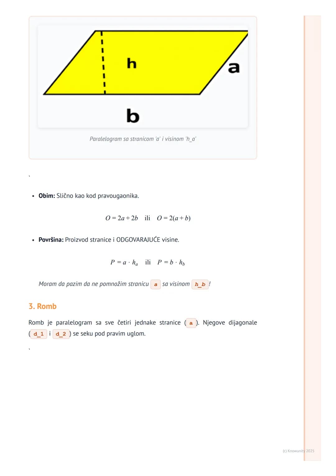 # Obim i površina trougla i
četvorougla
Uvod i podsećanje
Obim i površina su osnovne veličine za opisivanje geometrijskih figura. Obim je