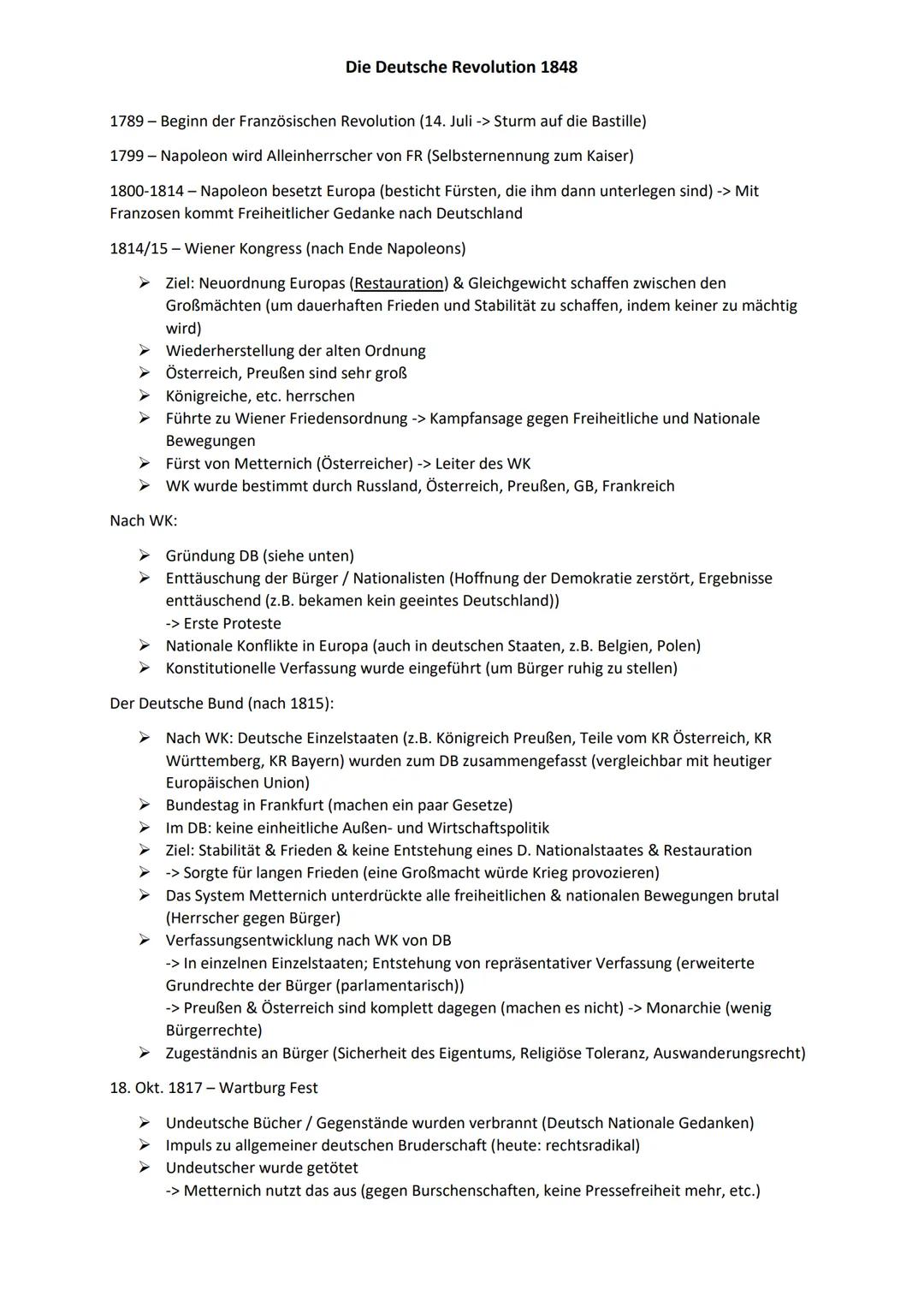 # Die Deutsche Revolution 1848
1789-Beginn der Französischen Revolution (14. Juli -> Sturm auf die Bastille)
1799 - Napoleon wird Alleinhe