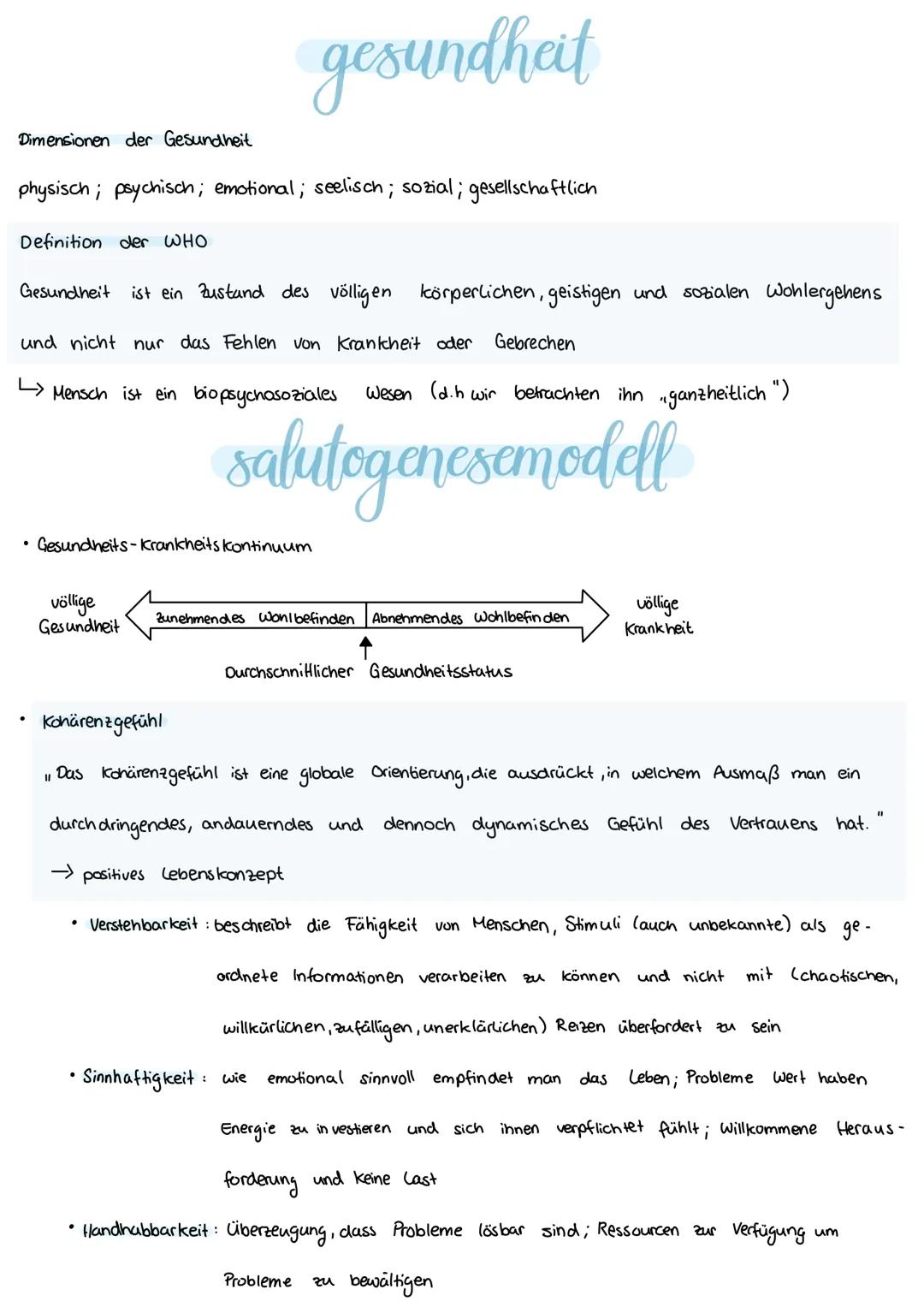Dimensionen der Gesundheit
physisch; psychisch; emotional; seelisch; sozial; gesellschaftlich
Definition der WHO
Gesundheit ist ein Zustand