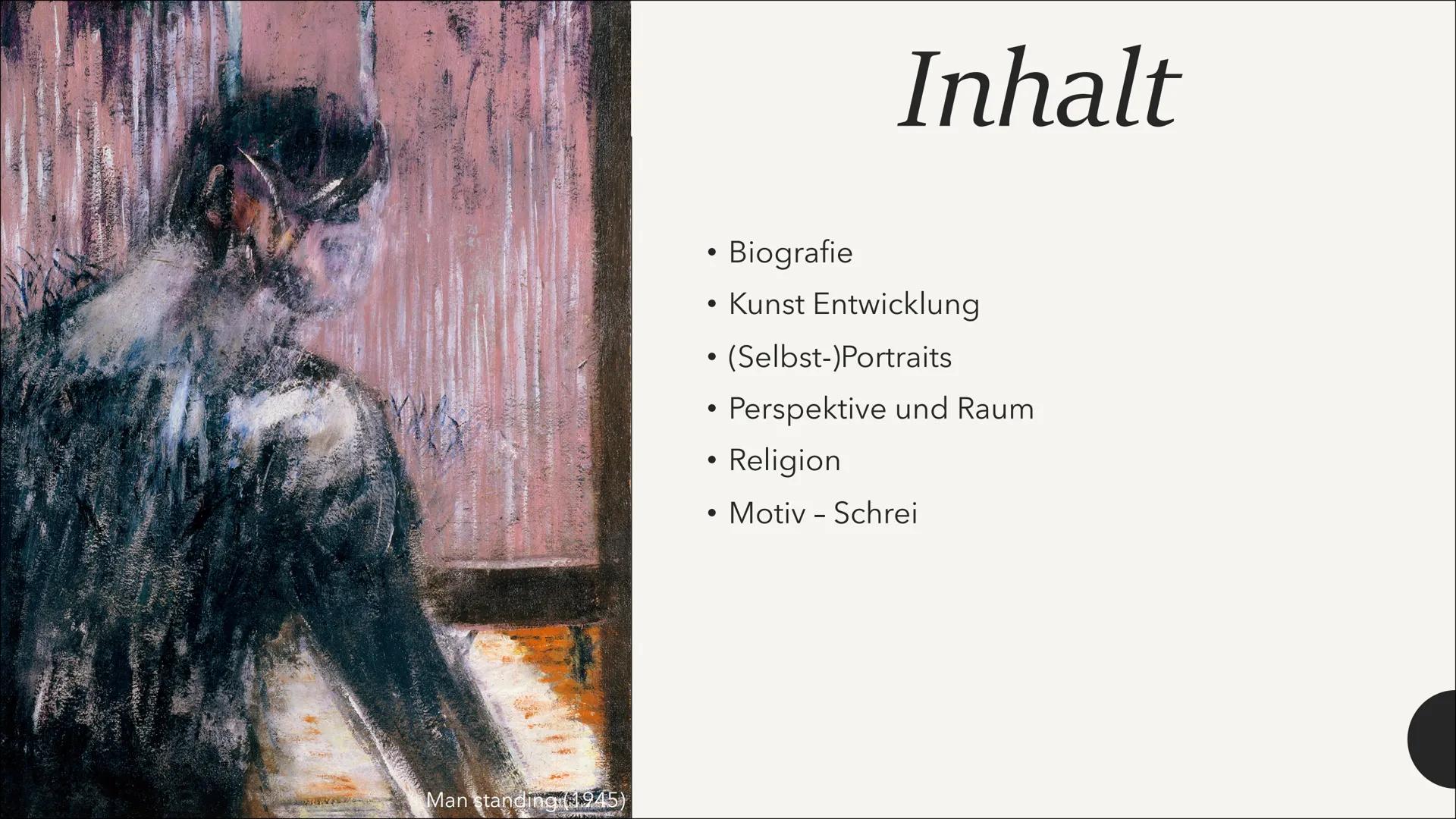 Francis Bacon
Von Wilhelmine Wendeling
Crucifixon (1933) Man standing (1945)
GENERA
●
●
Inhalt
• (Selbst-)Portraits
●
●
Biografie
Kunst Entw
