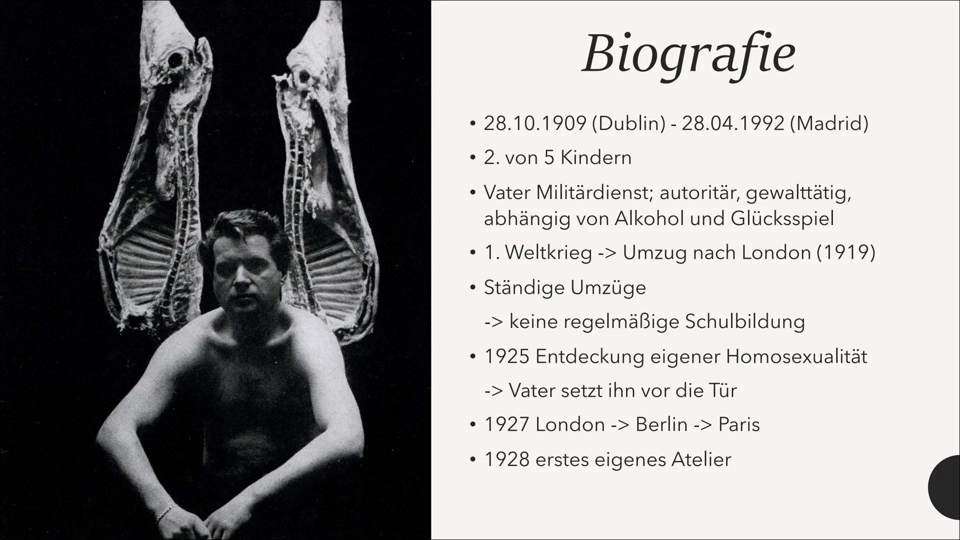 Francis Bacon
Von Wilhelmine Wendeling
Crucifixon (1933) Man standing (1945)
GENERA
●
●
Inhalt
• (Selbst-)Portraits
●
●
Biografie
Kunst Entw