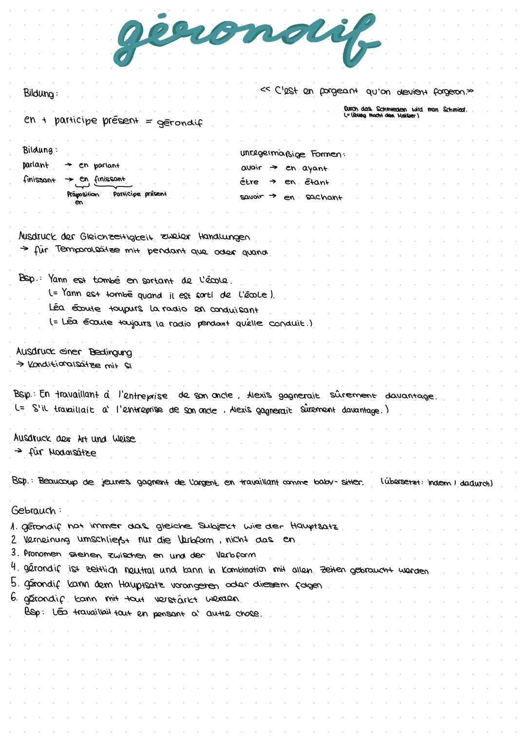 gerondif französisch Grammatik