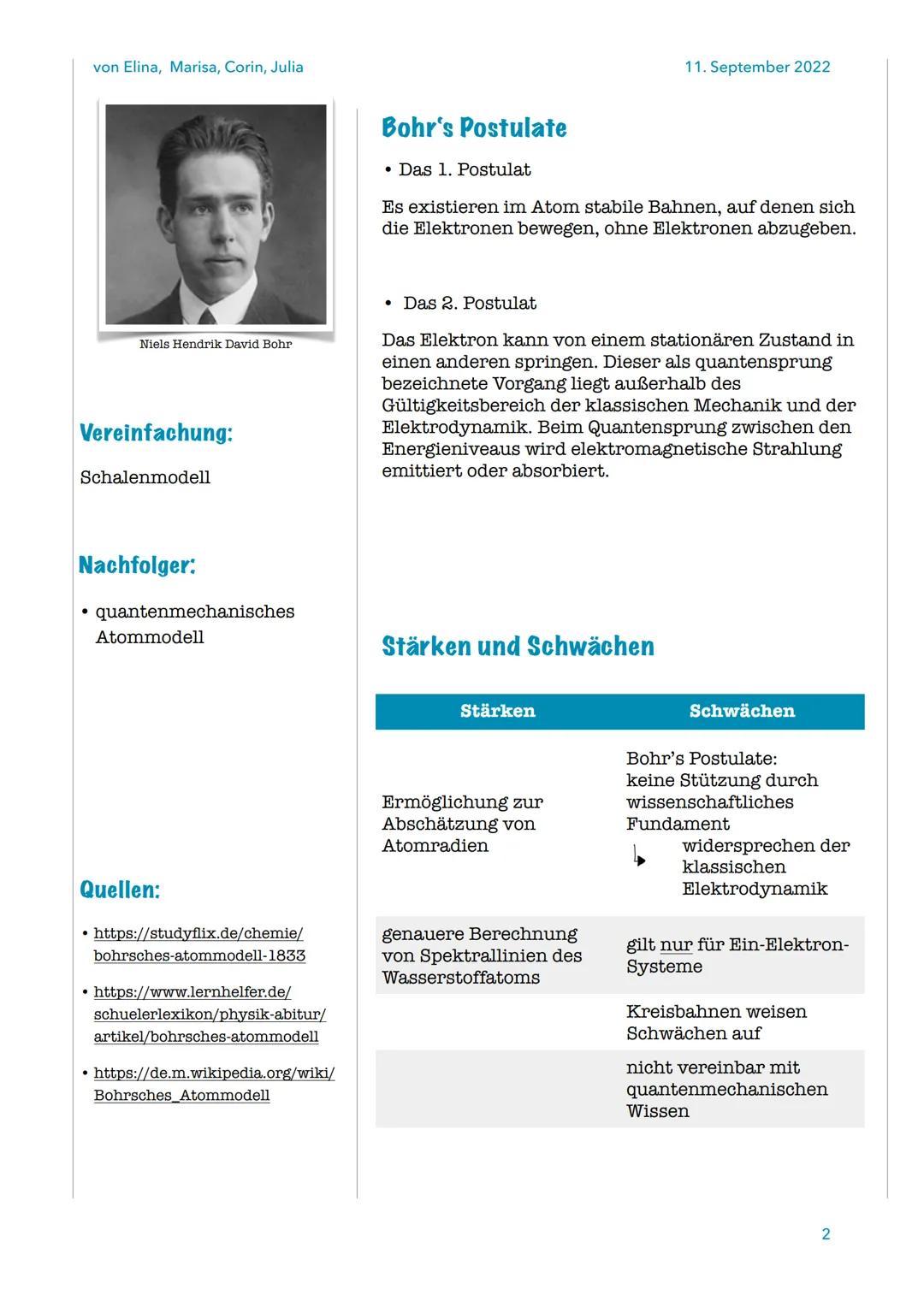 von Elina, Marisa, Corin und Julia
DAS BOHRSCHE ATOMMODELL
Funktionsweise | Quantisierung | Kritikpunkte | Stärken und Schwächen
Wer ist Boh