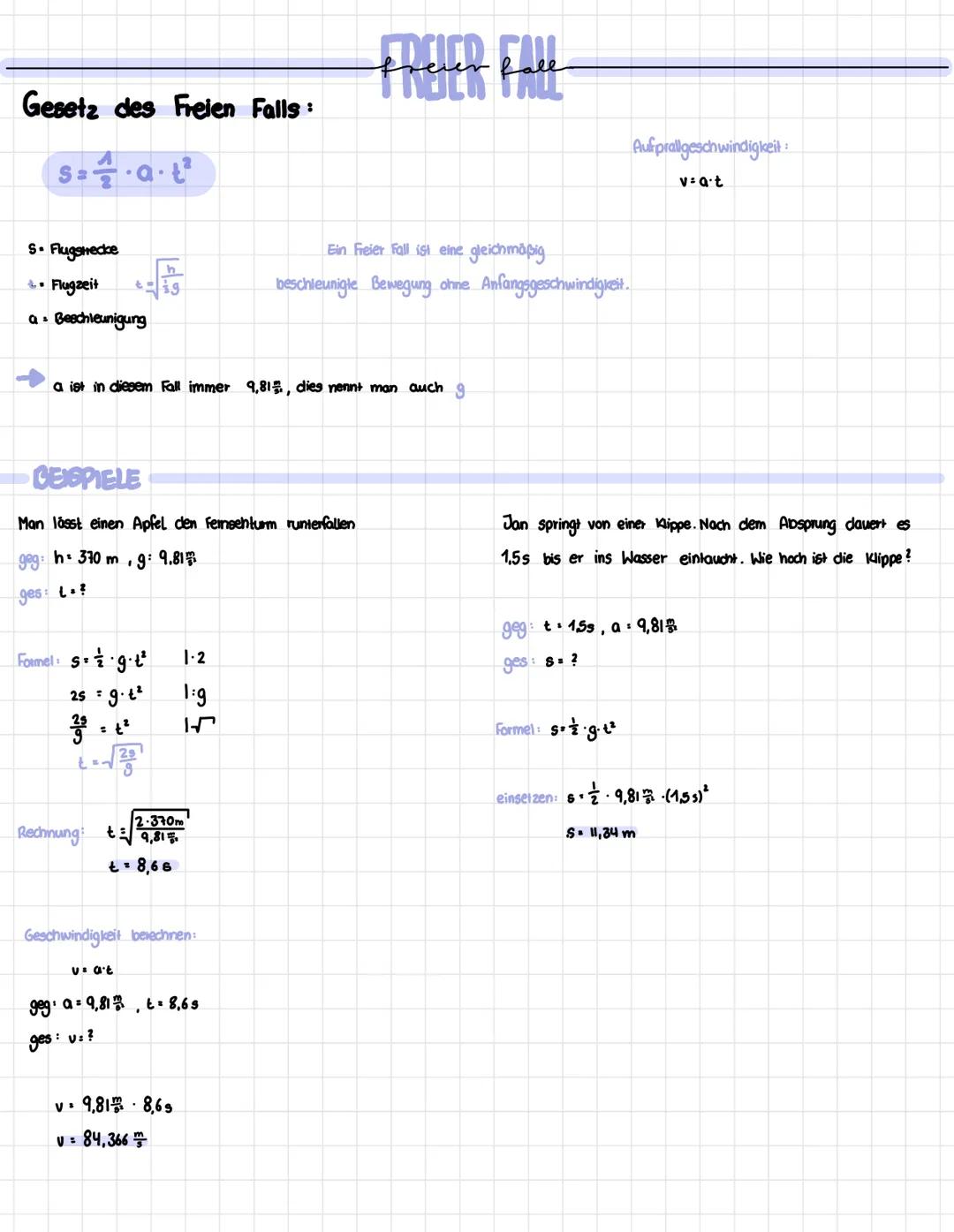 Gesetz des Freien Falls:
at
S
S. Flugstrecke
• Flugzeit t ig
h
a. Beschleunigung
a ist in diesem Fall immer 9,81, dies nennt man auch g
CEIS