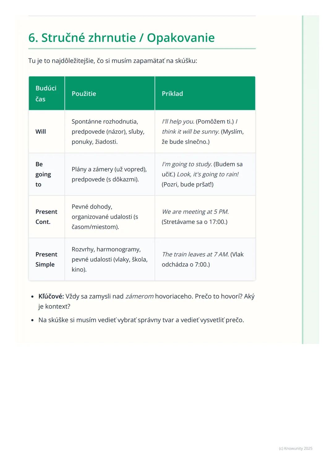 # Budúce časy (Future Forms)
1. Prehľad / Úvod
V angličtine nemáme len jeden spôsob, ako hovoriť o budúcnosti. Je dôležité
vedieť, kedy po