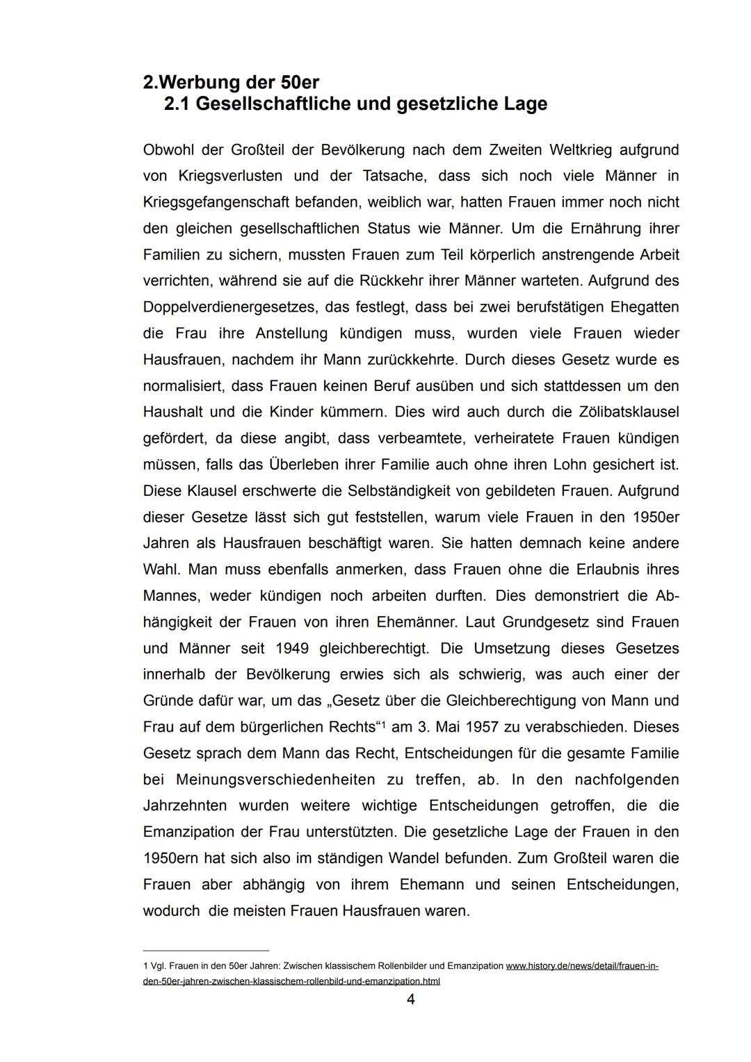 Fichte Gymnasium Hagen
Gegenüberstellung der Darstellung des Frauenbildes in der
der Werbung der 50er Jahre und der Gegenwart
FRAUEN AN DE