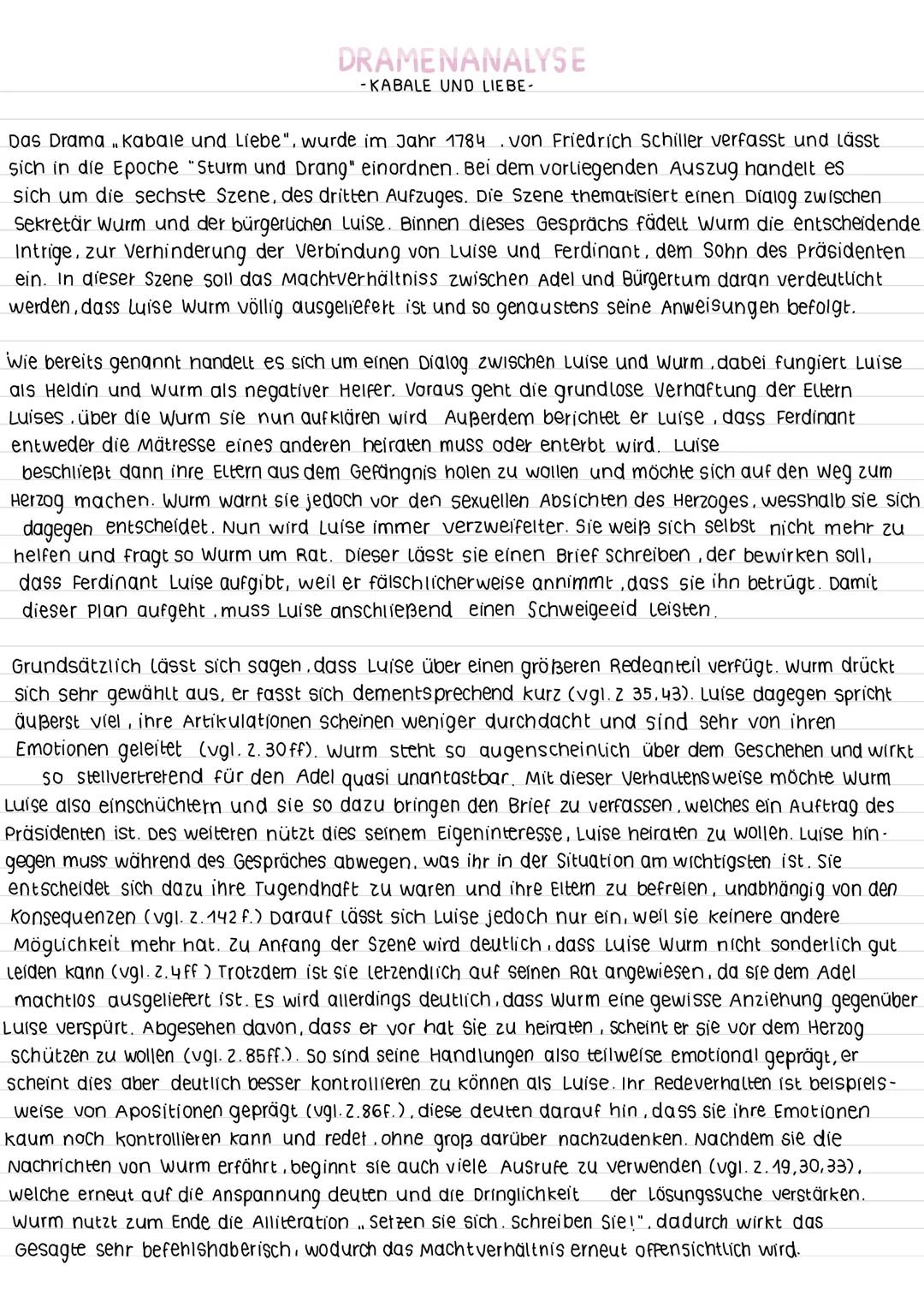 # DRAMENANALYSE
-KABALE UND LIEBE-
Das Drama Kabale und Liebe", wurde im Jahr 1784. von Friedrich Schiller verfasst und lässt
sich in die